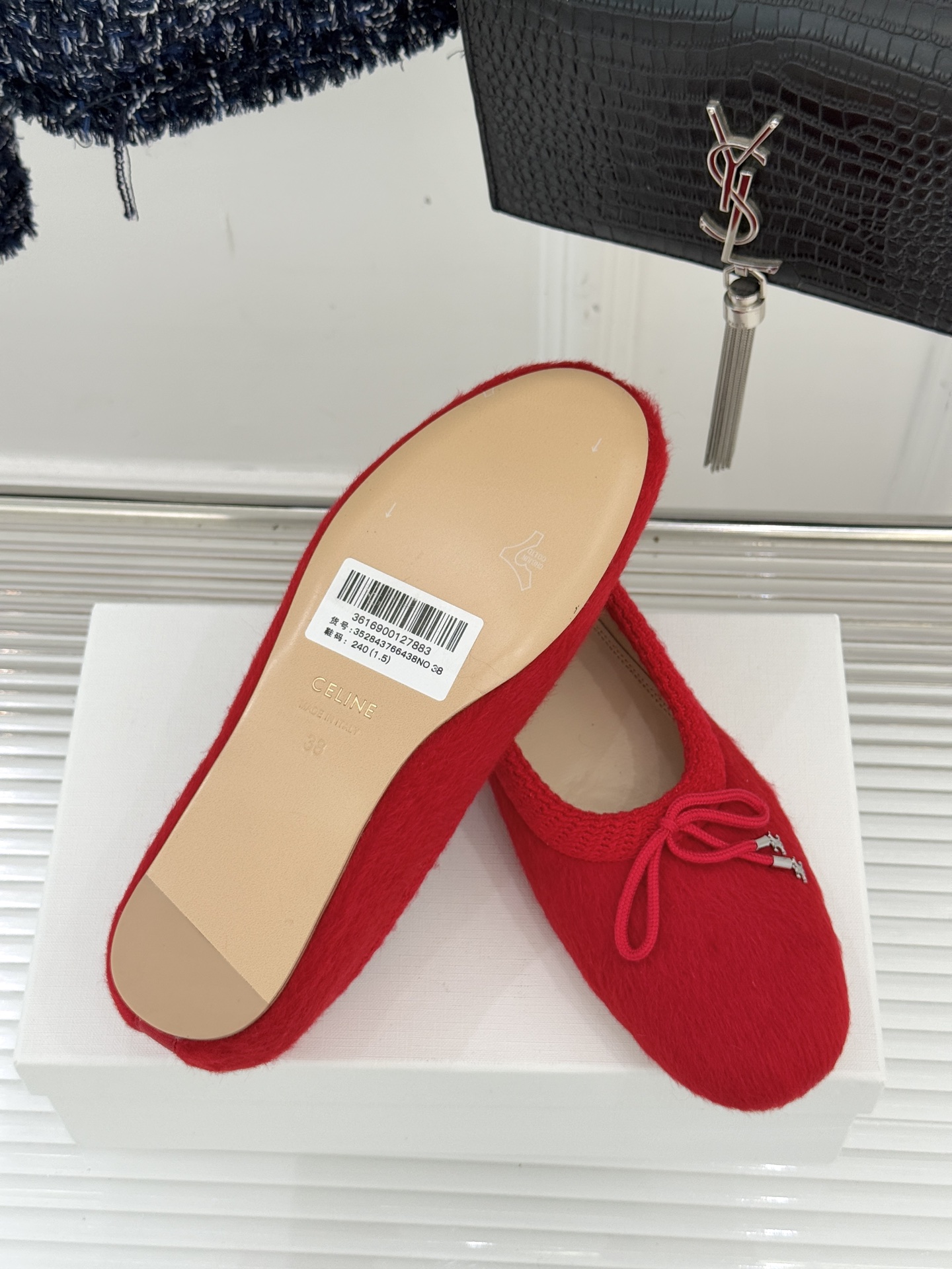 Celine /塞琳25WF新品蝴蝶结针织毛毛平底芭蕾舞鞋当芭蕾美学的灵动邂逅布尔乔亚风的慵懒精致这双芭