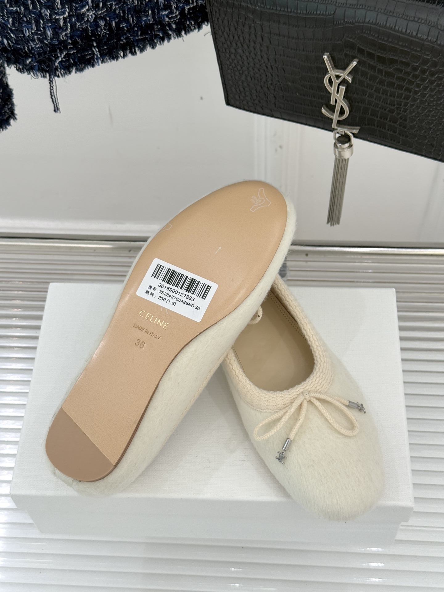 Celine /塞琳25WF新品蝴蝶结针织毛毛平底芭蕾舞鞋当芭蕾美学的灵动邂逅布尔乔亚风的慵懒精致这双芭