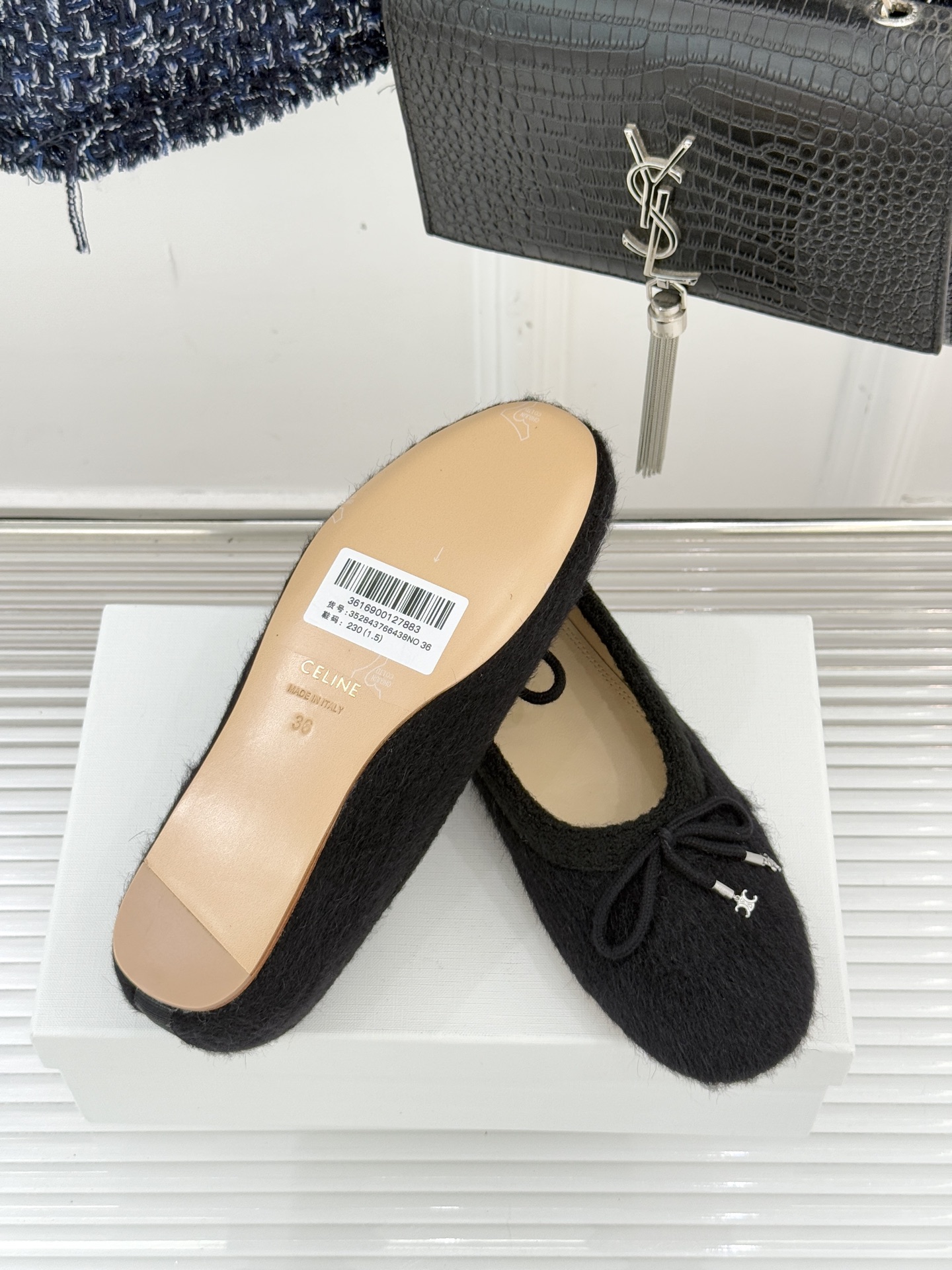 Celine /塞琳25WF新品蝴蝶结针织毛毛平底芭蕾舞鞋当芭蕾美学的灵动邂逅布尔乔亚风的慵懒精致这双芭