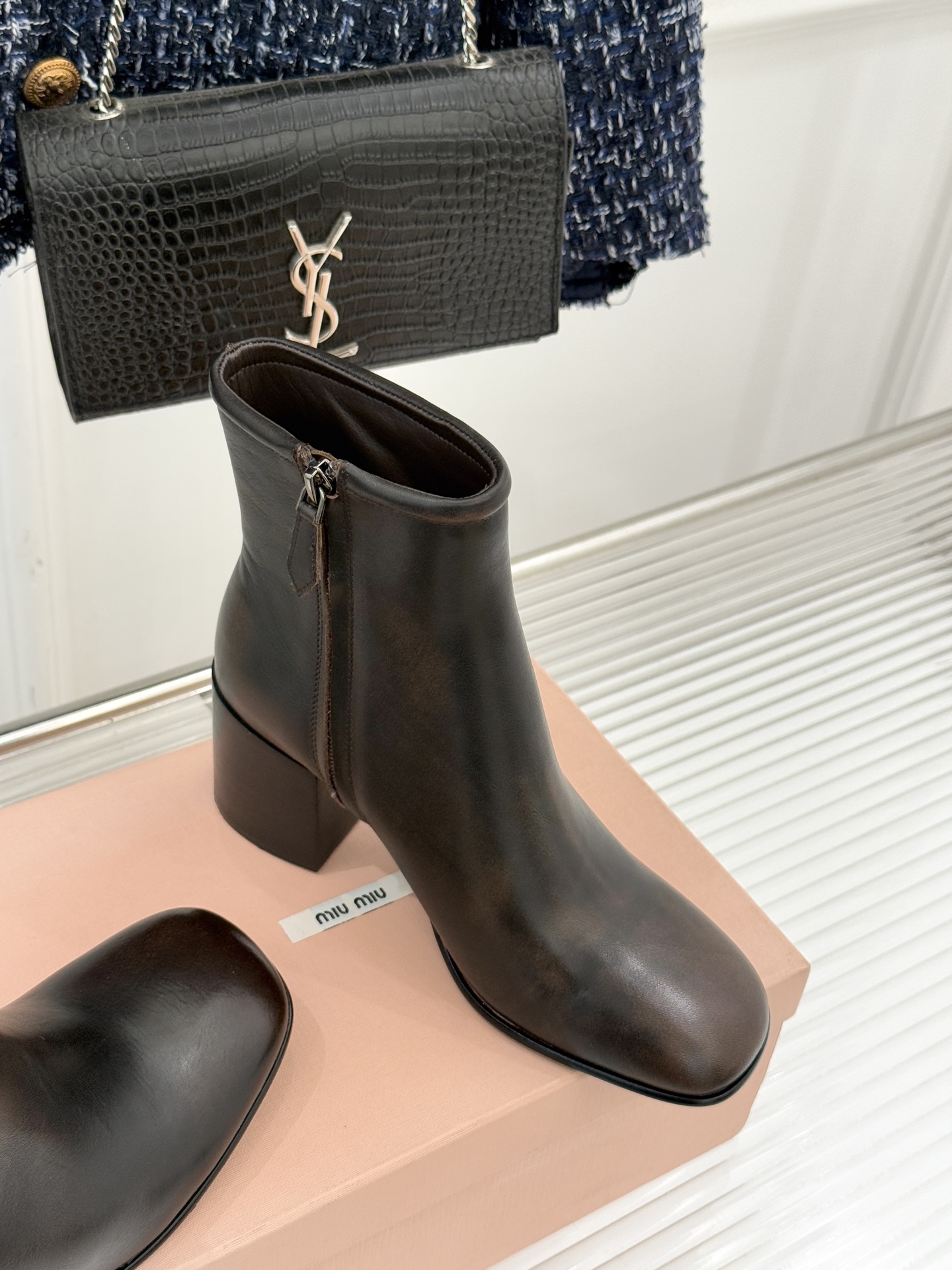 Miu Miu Women's Vintage Block Heel Ankle Boots with Logo Detail 4 i1763225026408 1689 0 2