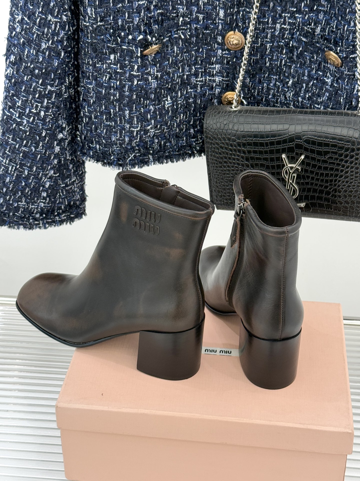 Miu Miu Women's Vintage Block Heel Ankle Boots with Logo Detail 6 i1763225026458 4498 0 4