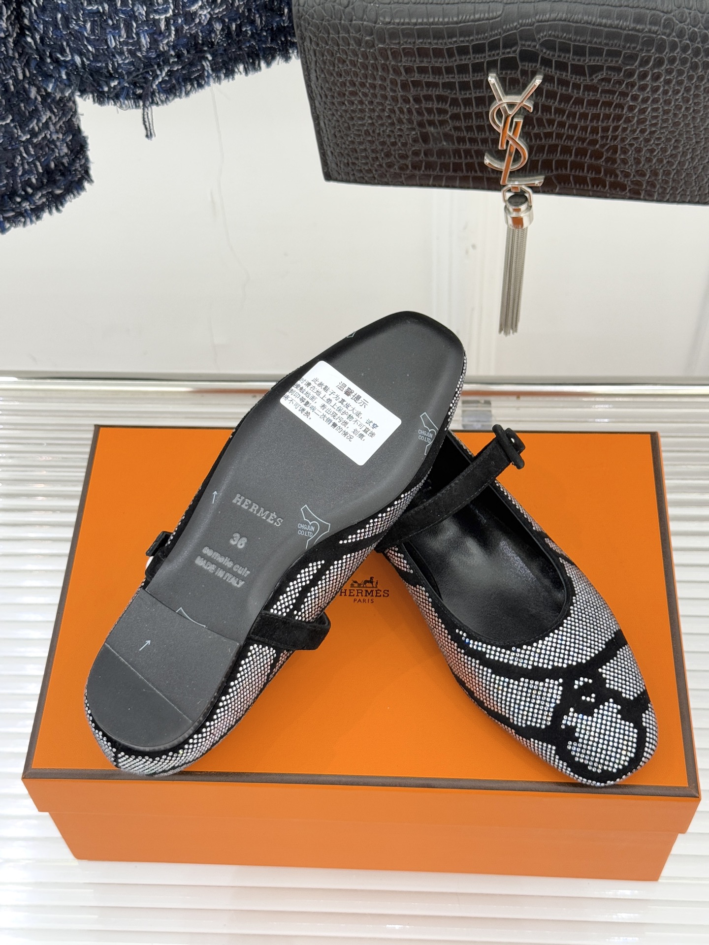 顶版 （配原版飞机盒）Hermès/爱马仕26WF新品水钻玛丽珍鞋承袭爱马仕百年制鞋匠心圆头玛丽珍鞋以经