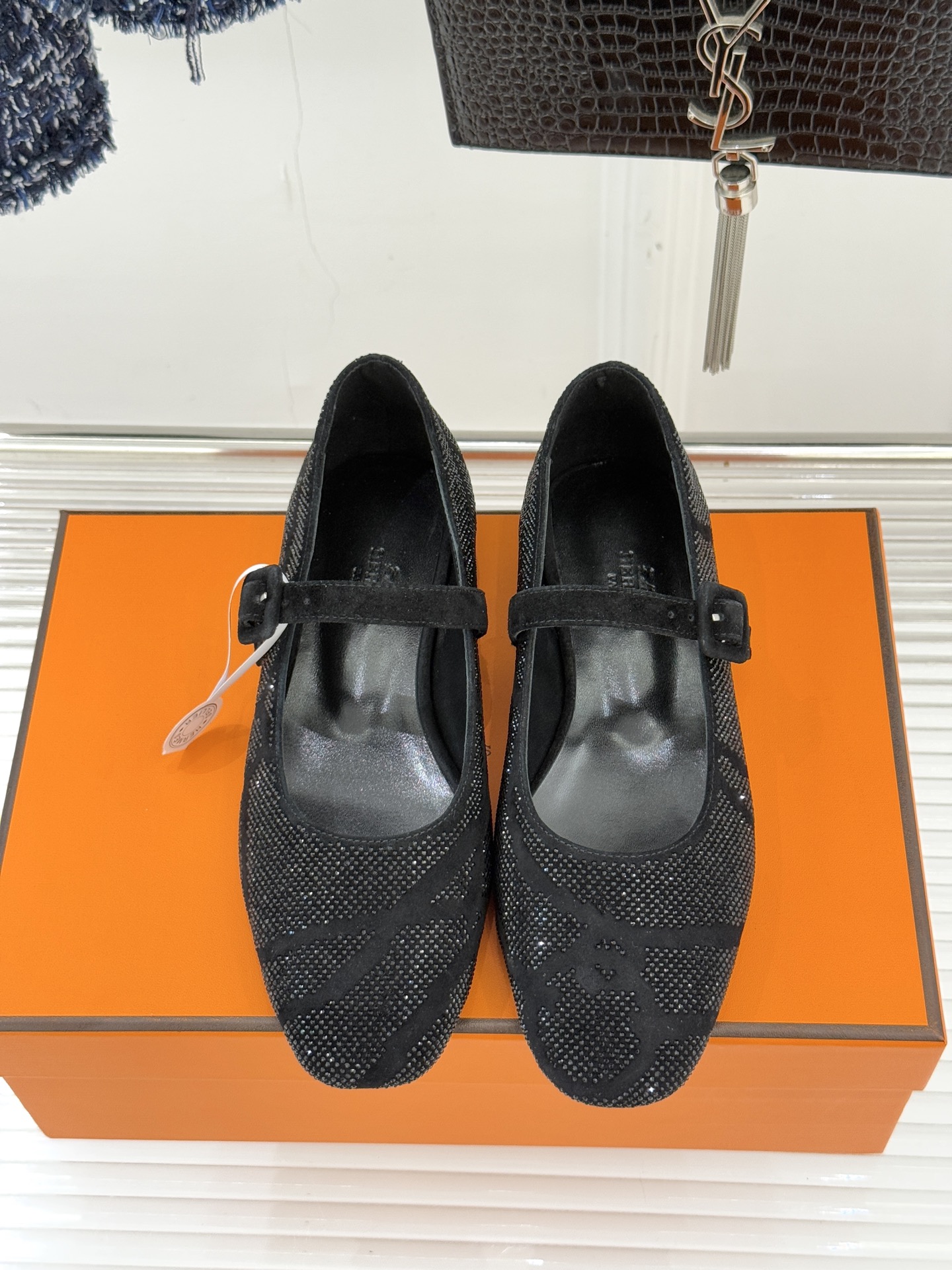 顶版 （配原版飞机盒）Hermès/爱马仕26WF新品水钻玛丽珍鞋承袭爱马仕百年制鞋匠心圆头玛丽珍鞋以经