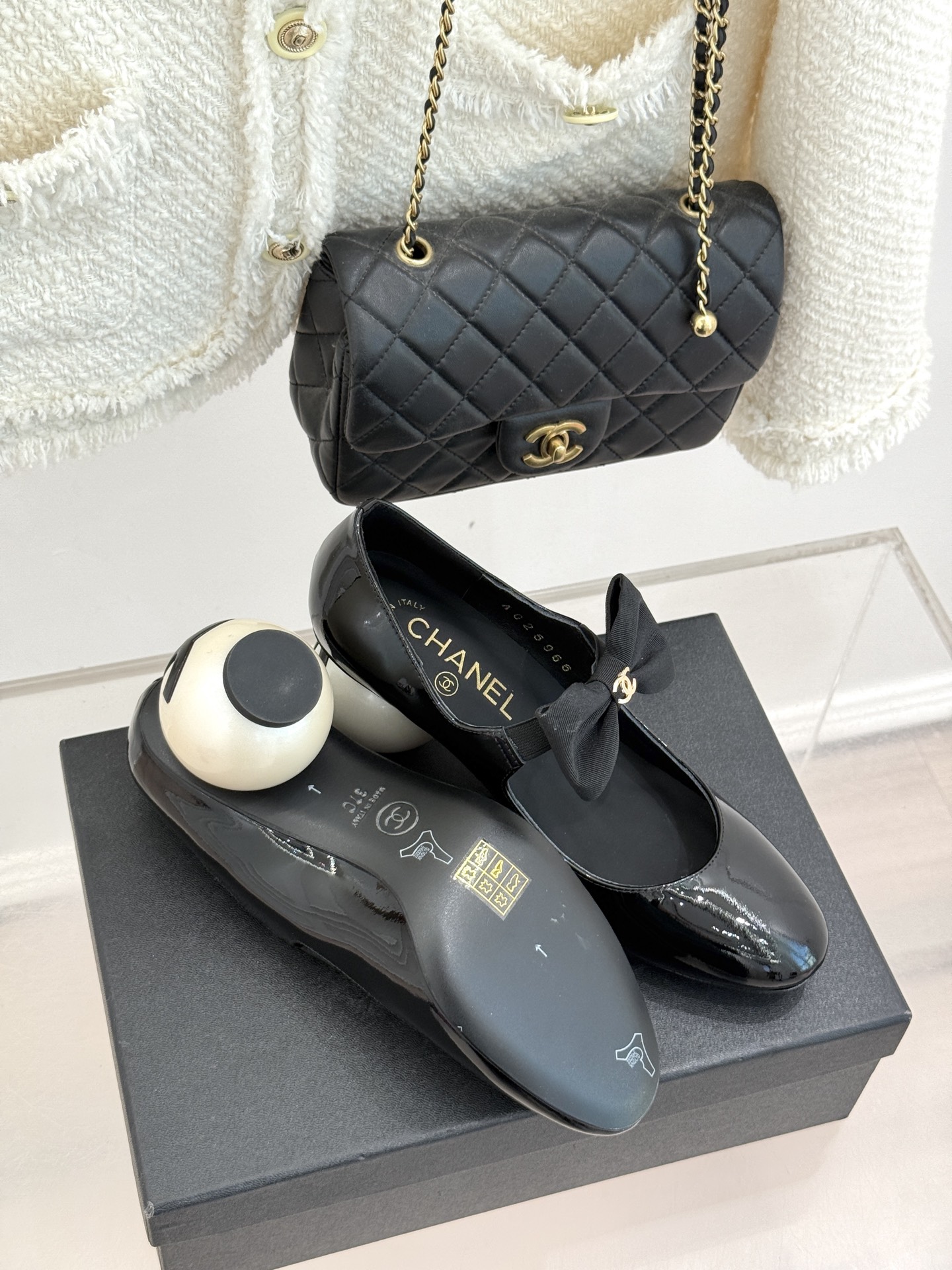 CHANE*｜小香经典双C巨型珍珠蝴蝶结粗跟玛丽珍鞋法式风情 真是美到心尖尖上啦！优雅又浪漫的仙女应该就