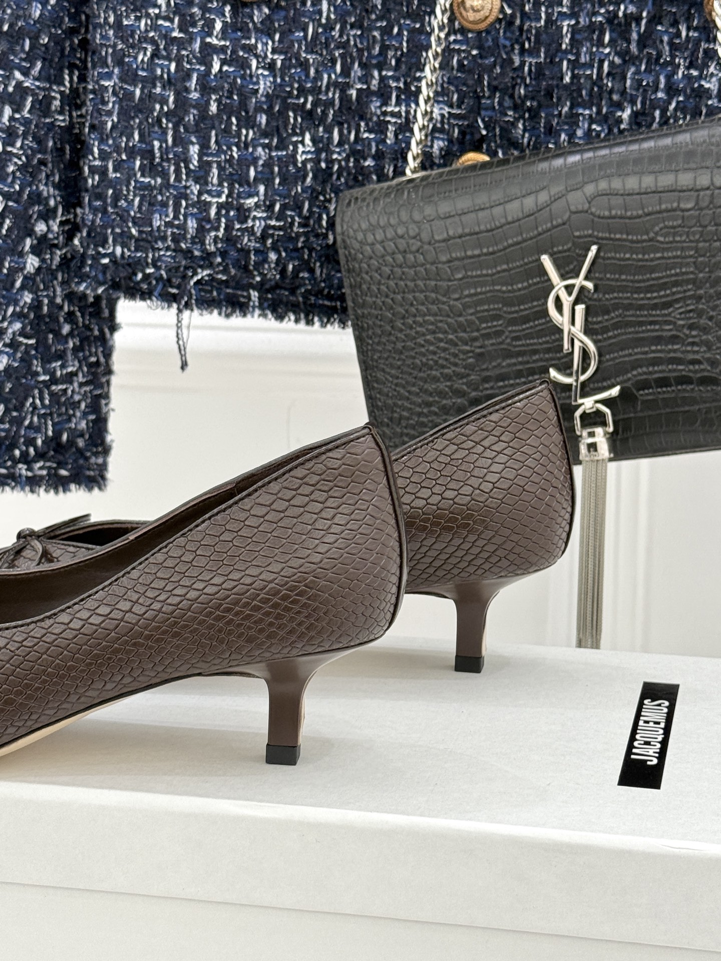 JACQUES 25WF新品蝴蝶结尖头猫跟高跟鞋单鞋当东方雅致与法式浪漫撞个满怀这双鞋以3.5cm猫跟为