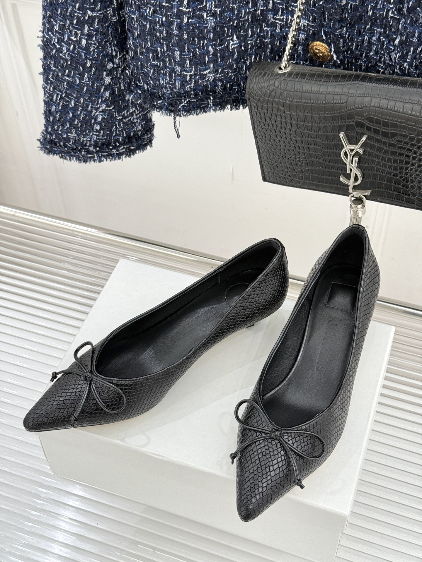 JACQUES 25WF新品蝴蝶结尖头猫跟高跟鞋单鞋当东方雅致与法式浪漫撞个满怀这双鞋以3.5cm猫跟为