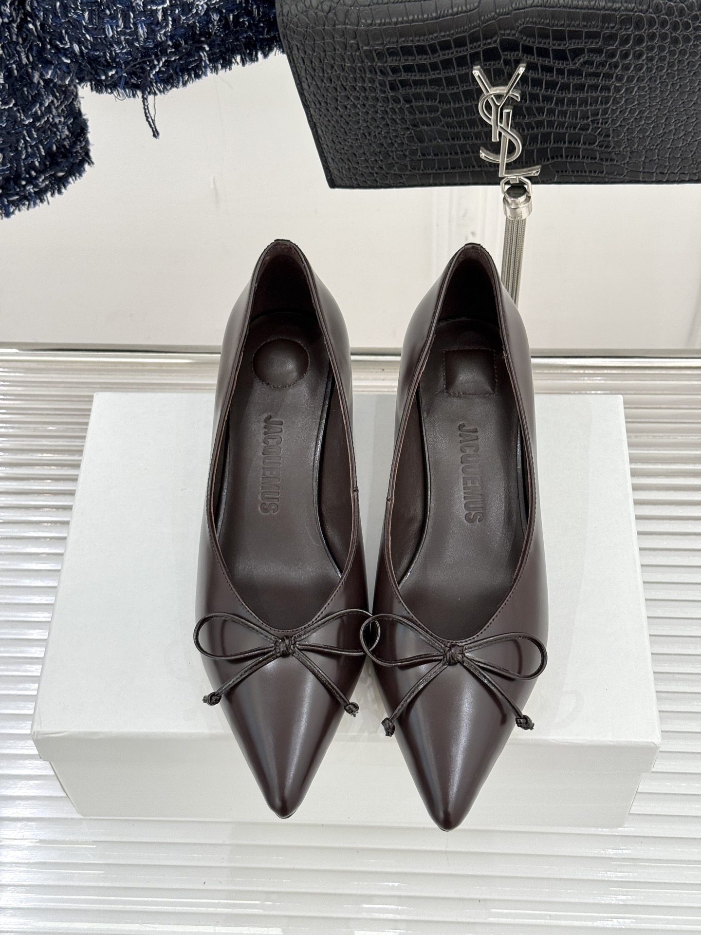 JACQUES 25WF新品蝴蝶结尖头猫跟高跟鞋单鞋当东方雅致与法式浪漫撞个满怀这双鞋以3.5cm猫跟为