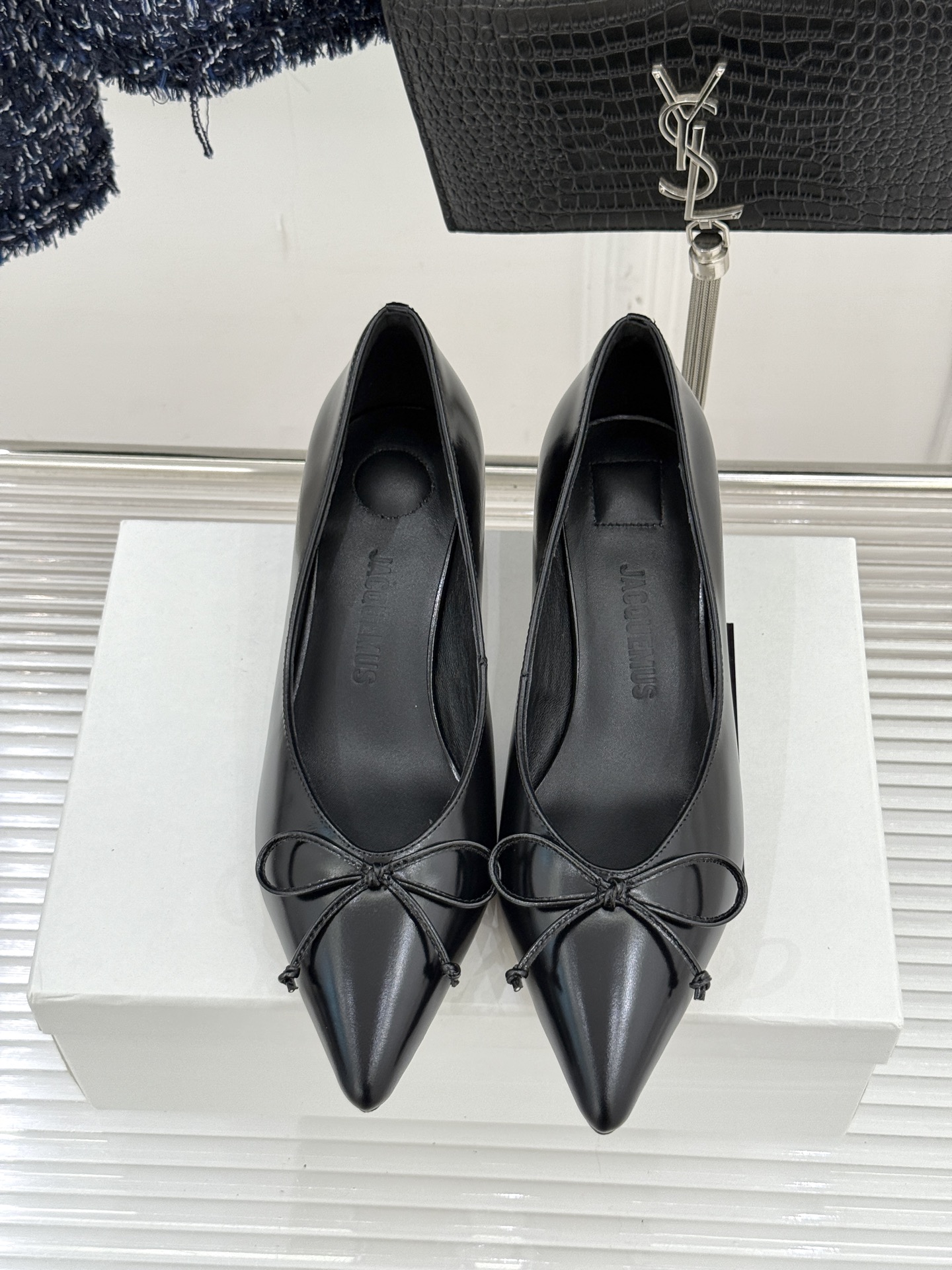 JACQUES 25WF新品蝴蝶结尖头猫跟高跟鞋单鞋当东方雅致与法式浪漫撞个满怀这双鞋以3.5cm猫跟为