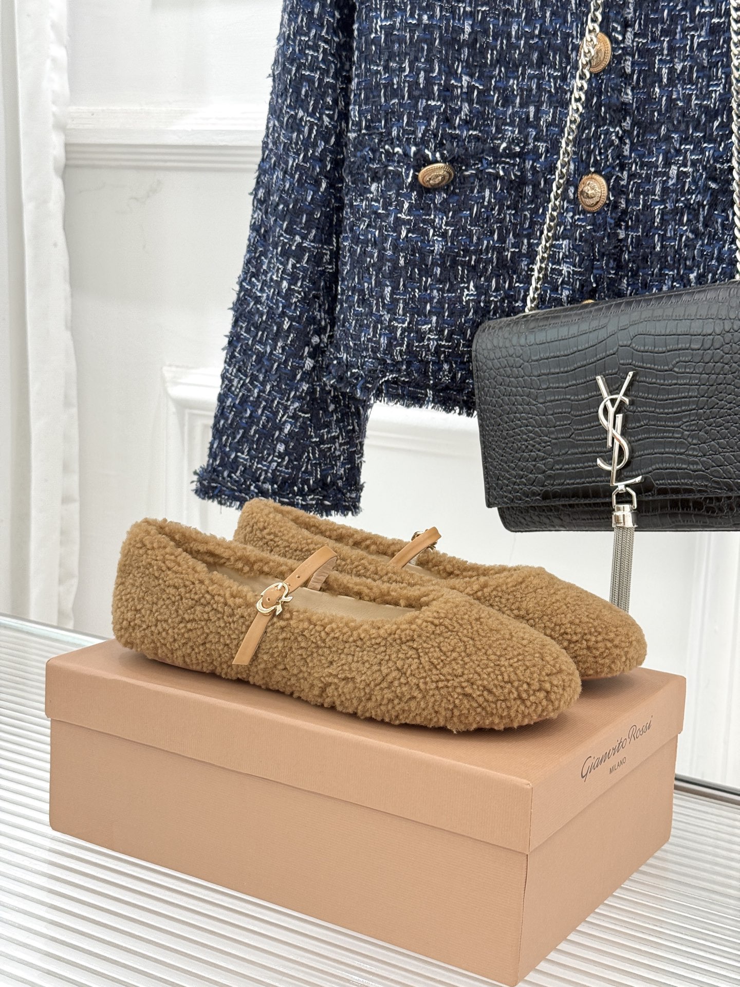 Gianvito Rossi/GR26WF新品玛丽珍皮里毛毛鞋当意式手工的矜贵邂逅秋冬的温柔暖意这双鞋以
