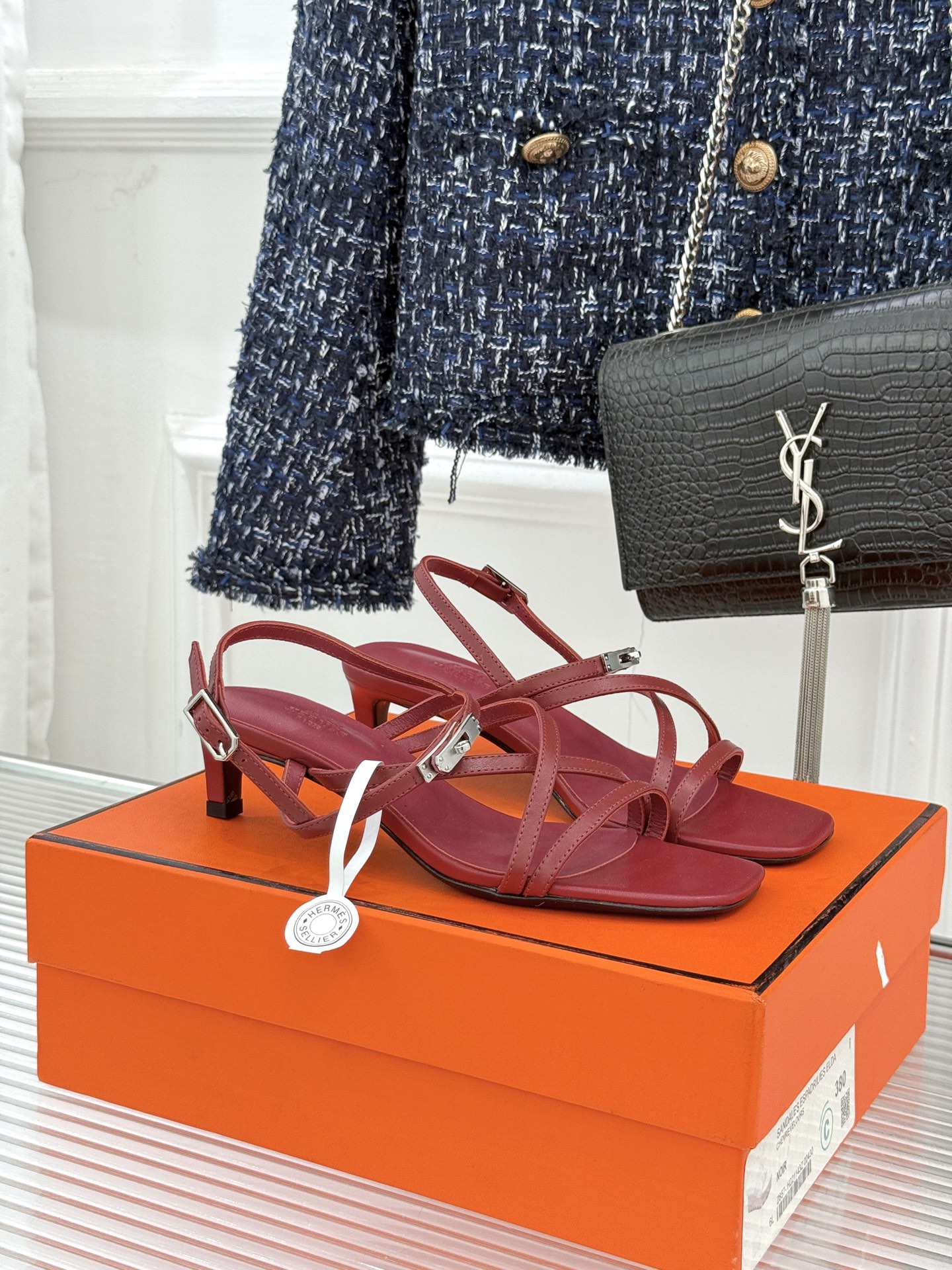 （配原版飞机盒）Hermès/爱马仕25WF新品Kelly扣细带猫跟凉鞋当Kelly包的传奇基因邂逅夏日