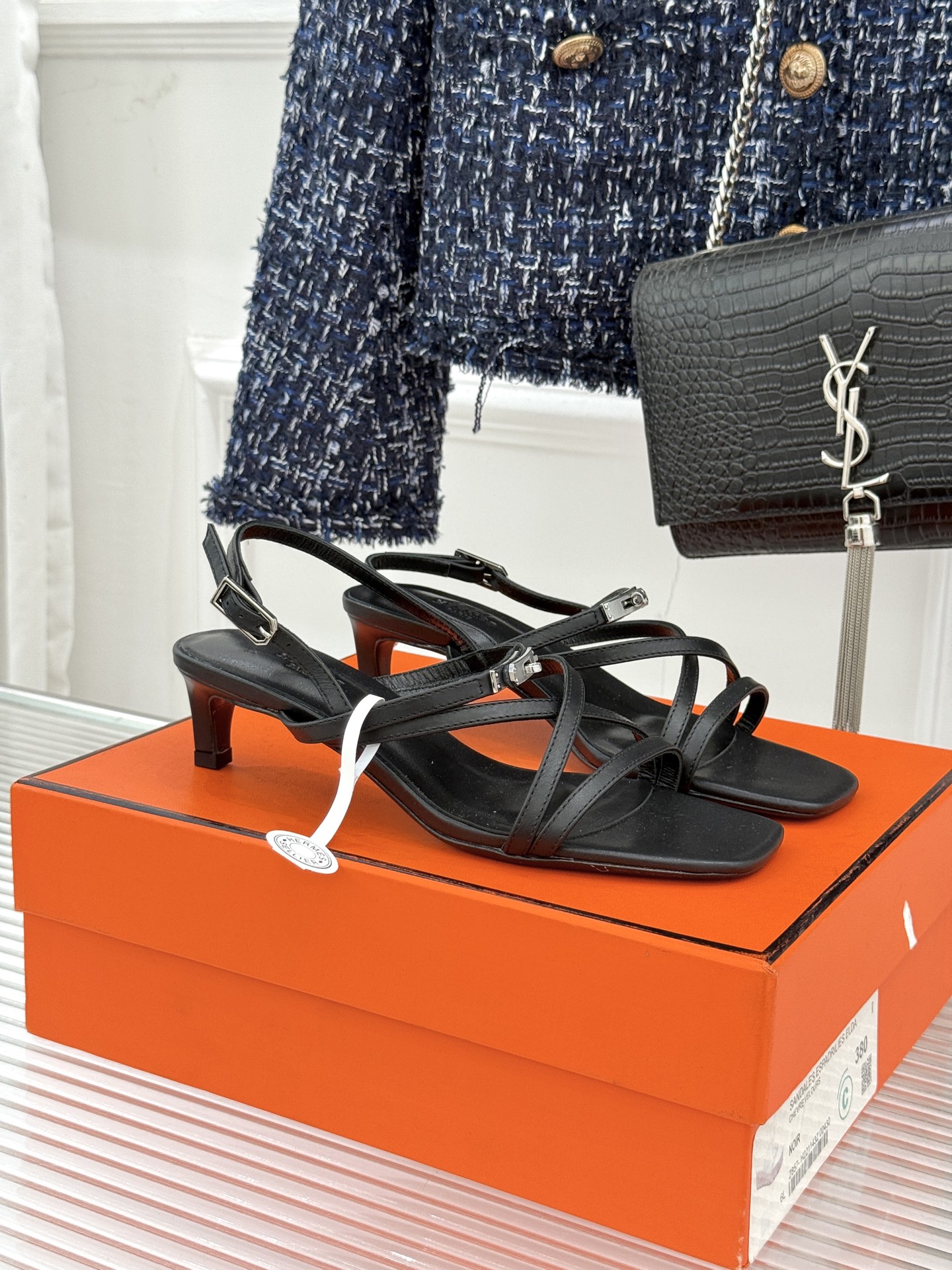 （配原版飞机盒）Hermès/爱马仕25WF新品Kelly扣细带猫跟凉鞋当Kelly包的传奇基因邂逅夏日