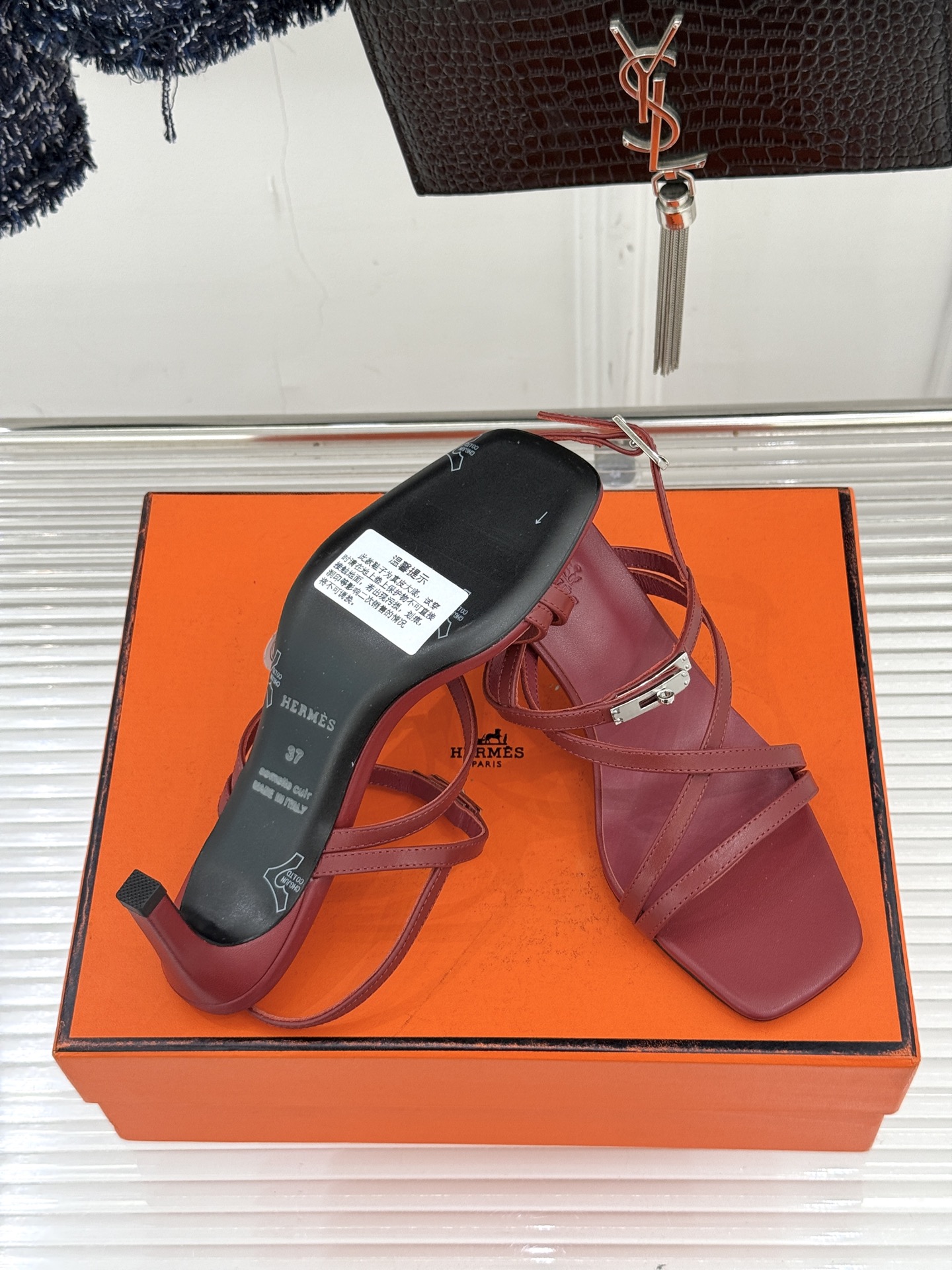 （配原版飞机盒）Hermès/爱马仕25WF新品Kelly扣细带猫跟凉鞋当Kelly包的传奇基因邂逅夏日