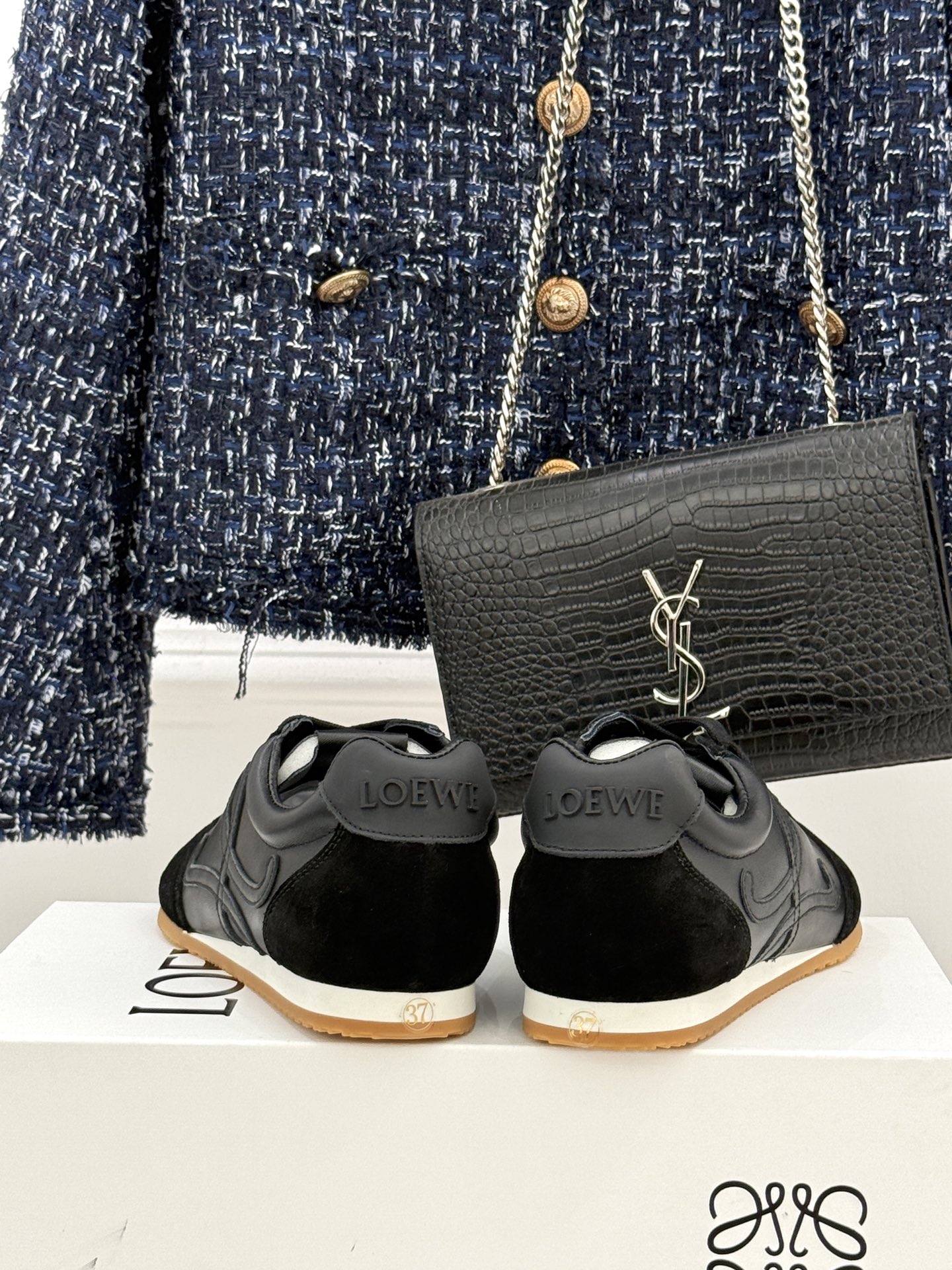 扣子＋10LOEWE/罗意威经典Ballet Runner2.0情侣款复古休闲运动德训鞋当德训鞋褪去街潮