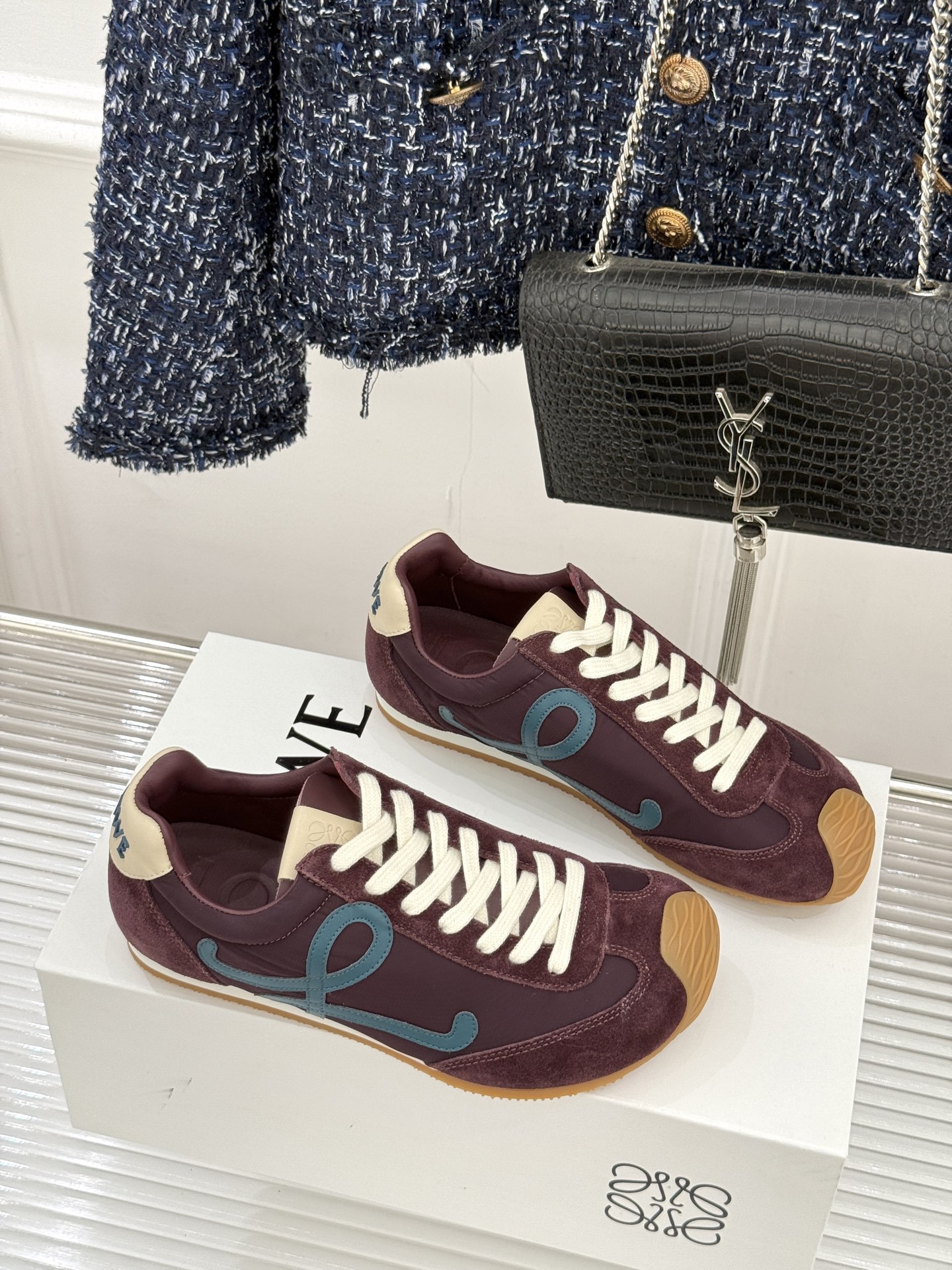 扣子＋10LOEWE/罗意威经典Ballet Runner2.0情侣款复古休闲运动德训鞋当德训鞋褪去街潮