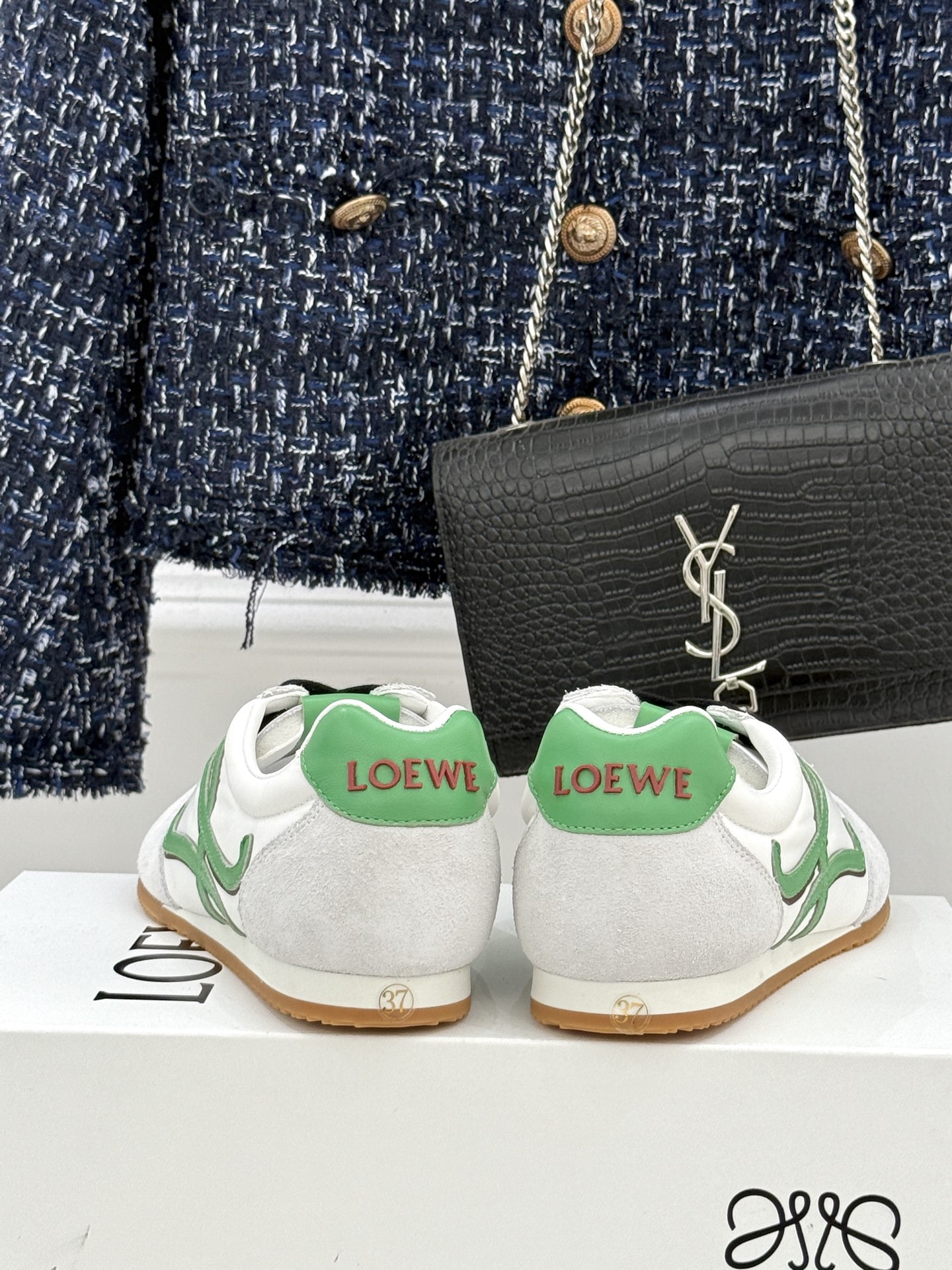 扣子＋10LOEWE/罗意威经典Ballet Runner2.0情侣款复古休闲运动德训鞋当德训鞋褪去街潮