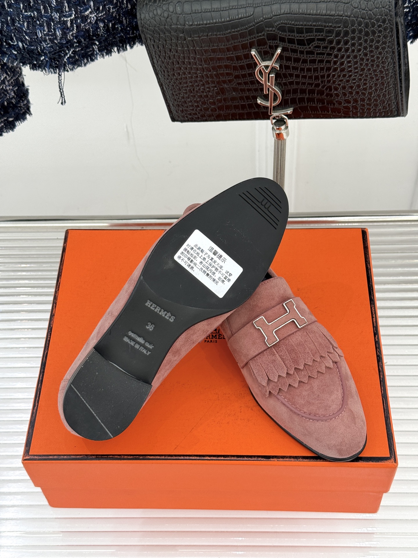 （配原版飞机盒）Hermès/爱马仕经典流苏Kelly扣乐福鞋 超级百搭款 鞋型很秀气 修脚型耐看又精致