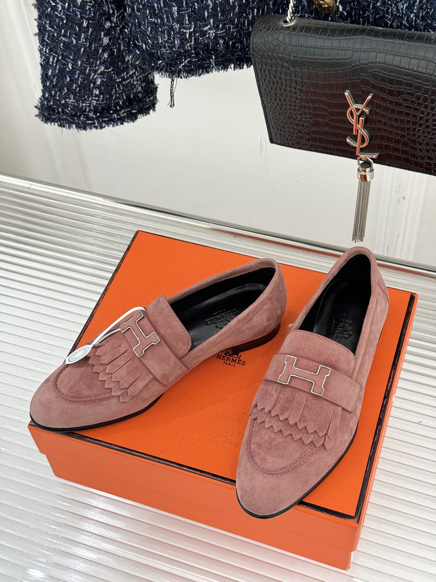 （配原版飞机盒）Hermès/爱马仕经典流苏Kelly扣乐福鞋 超级百搭款 鞋型很秀气 修脚型耐看又精致