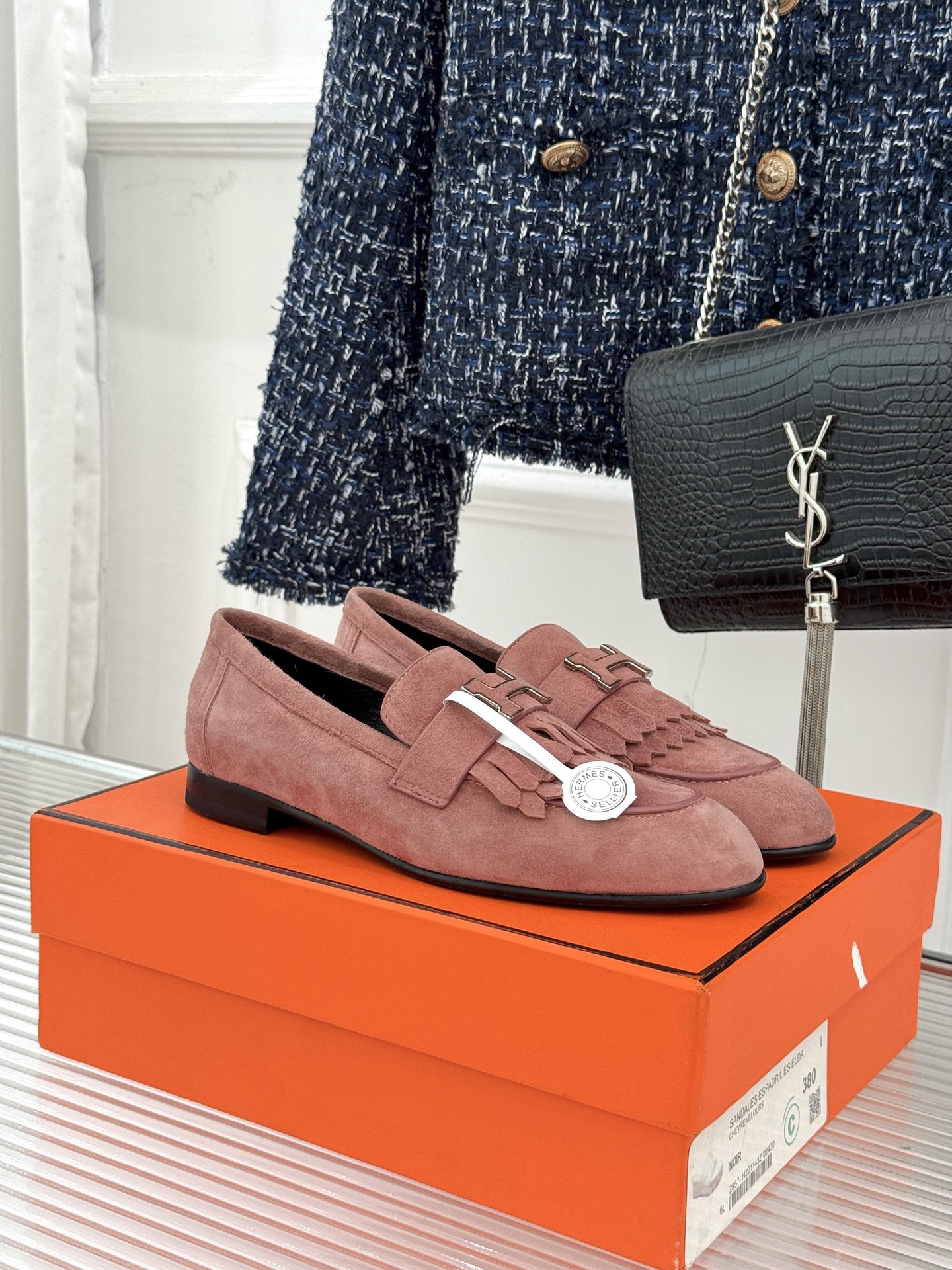 （配原版飞机盒）Hermès/爱马仕经典流苏Kelly扣乐福鞋 超级百搭款 鞋型很秀气 修脚型耐看又精致