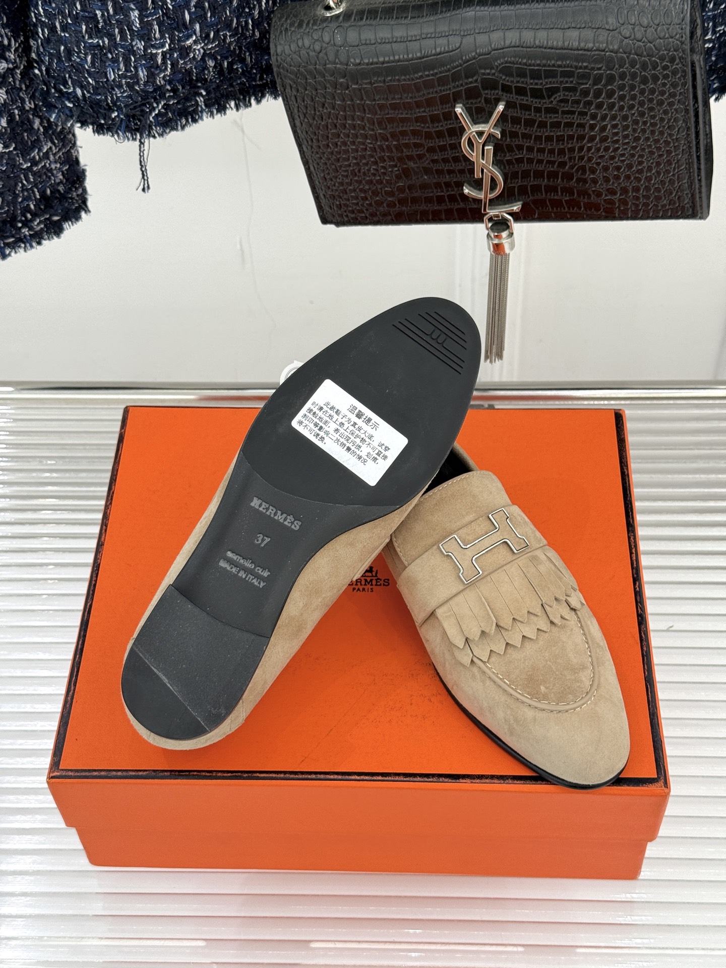 （配原版飞机盒）Hermès/爱马仕经典流苏Kelly扣乐福鞋 超级百搭款 鞋型很秀气 修脚型耐看又精致