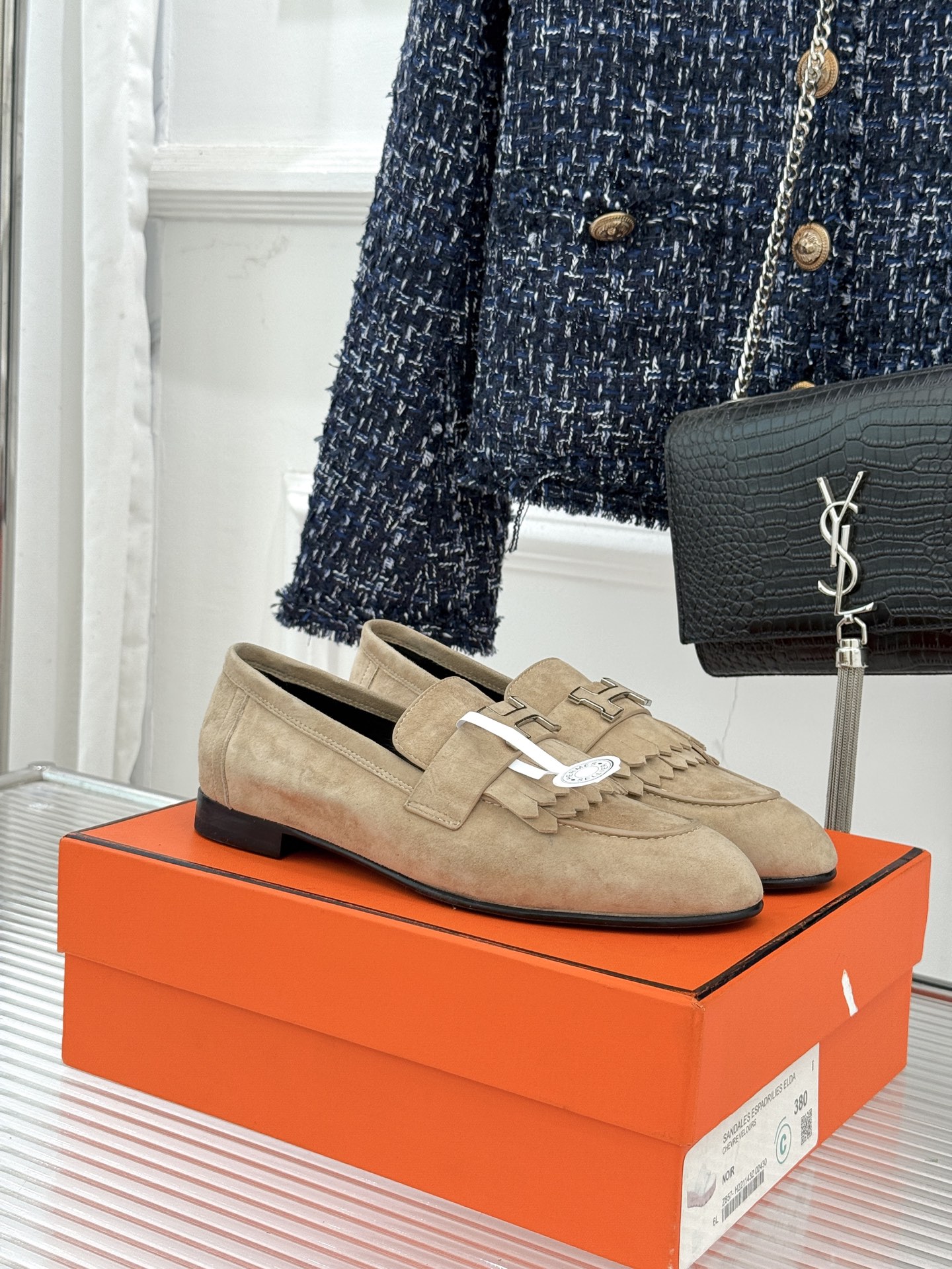 （配原版飞机盒）Hermès/爱马仕经典流苏Kelly扣乐福鞋 超级百搭款 鞋型很秀气 修脚型耐看又精致