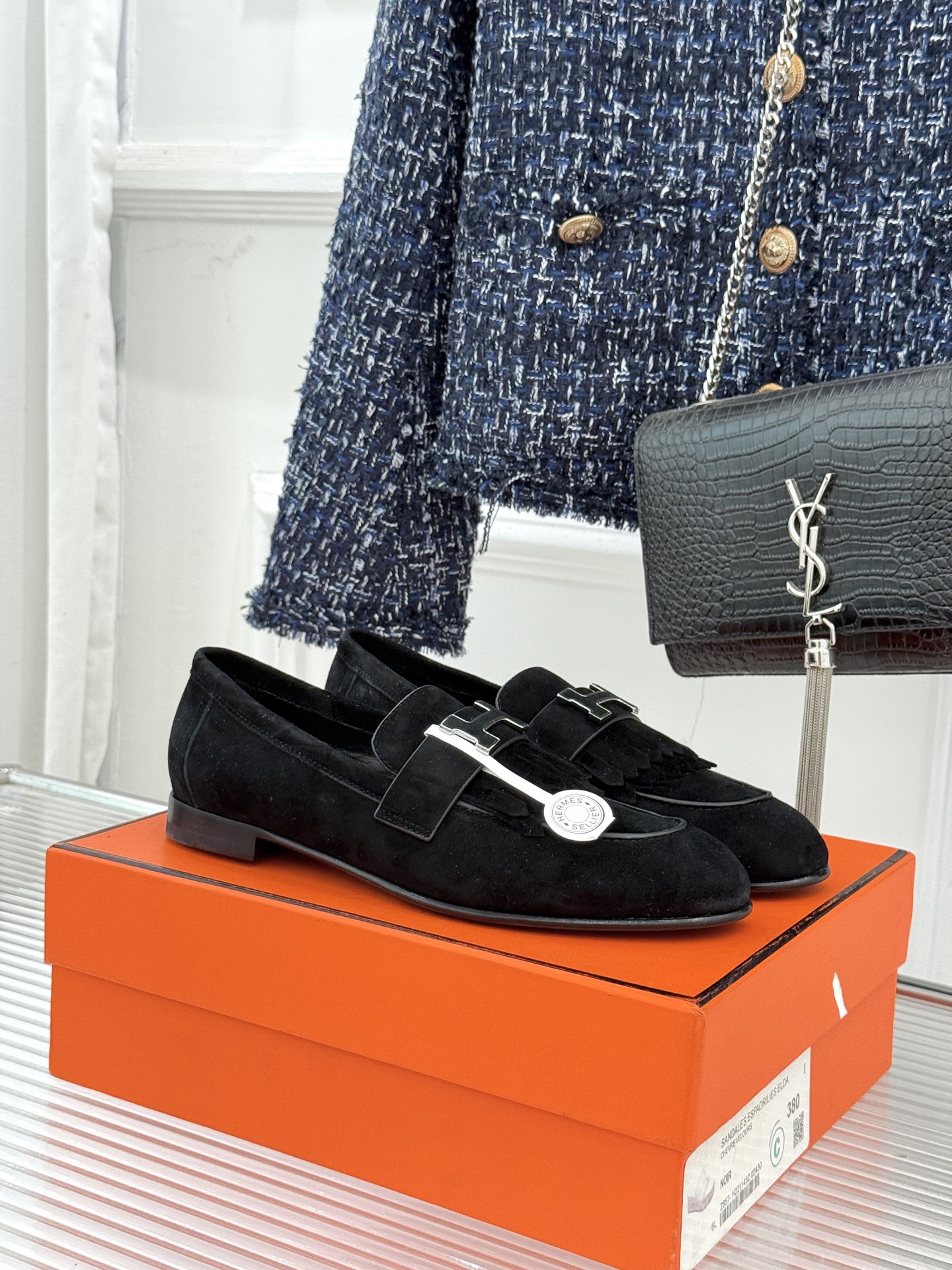 （配原版飞机盒）Hermès/爱马仕经典流苏Kelly扣乐福鞋 超级百搭款 鞋型很秀气 修脚型耐看又精致