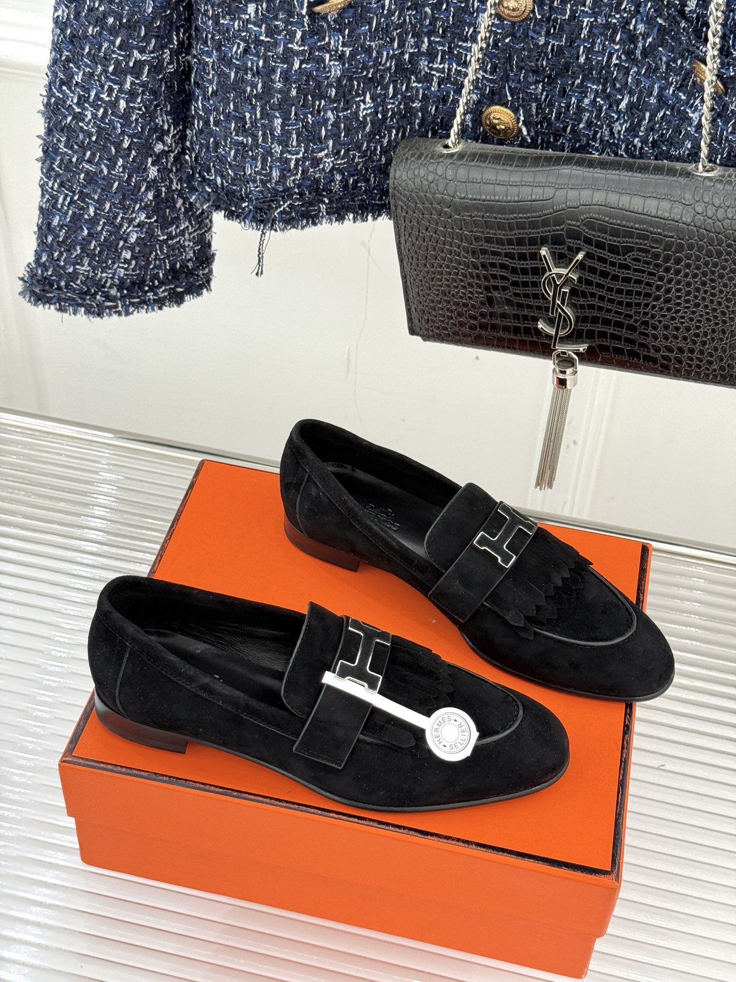 （配原版飞机盒）Hermès/爱马仕经典流苏Kelly扣乐福鞋 超级百搭款 鞋型很秀气 修脚型耐看又精致