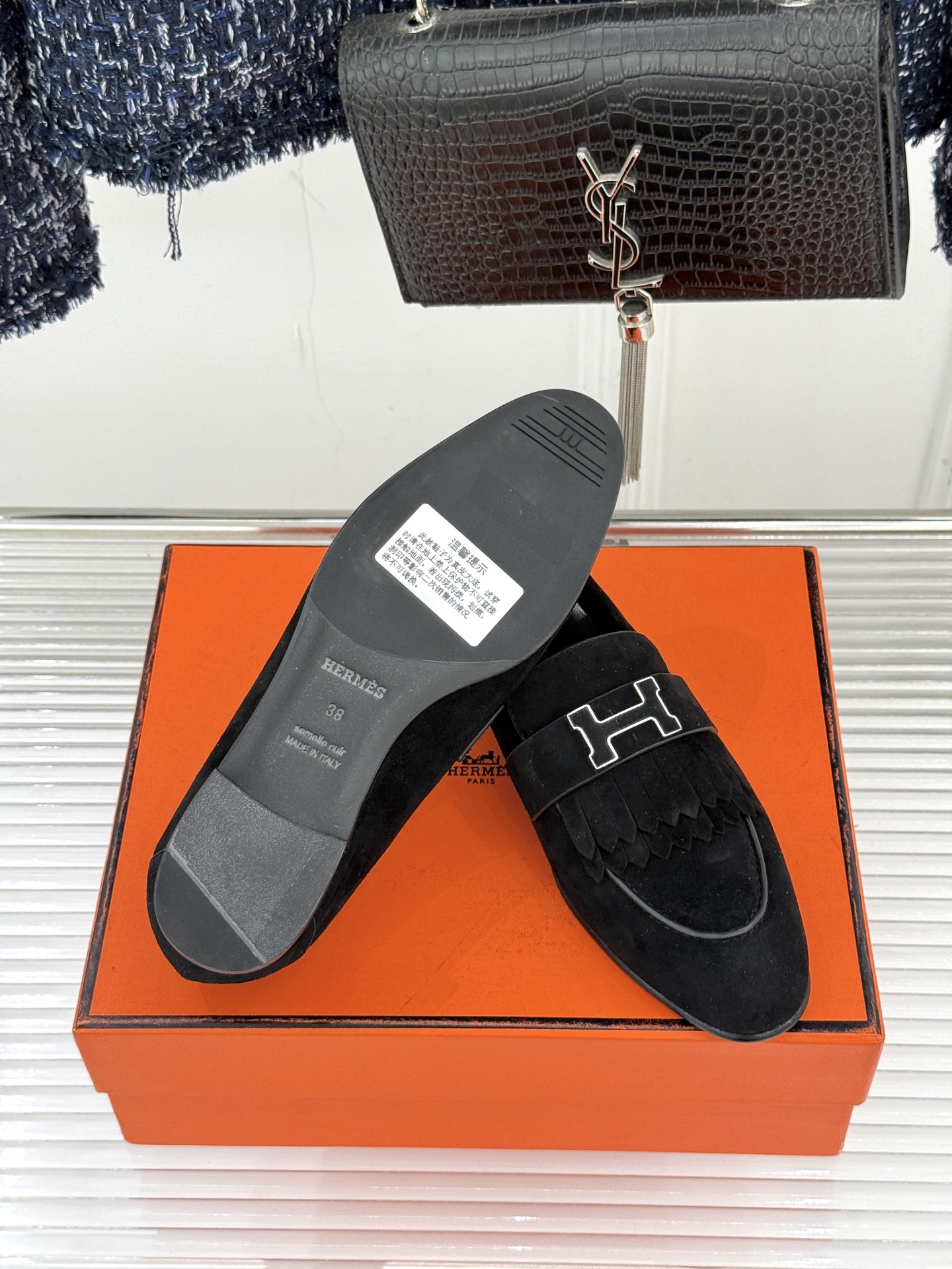 （配原版飞机盒）Hermès/爱马仕经典流苏Kelly扣乐福鞋 超级百搭款 鞋型很秀气 修脚型耐看又精致