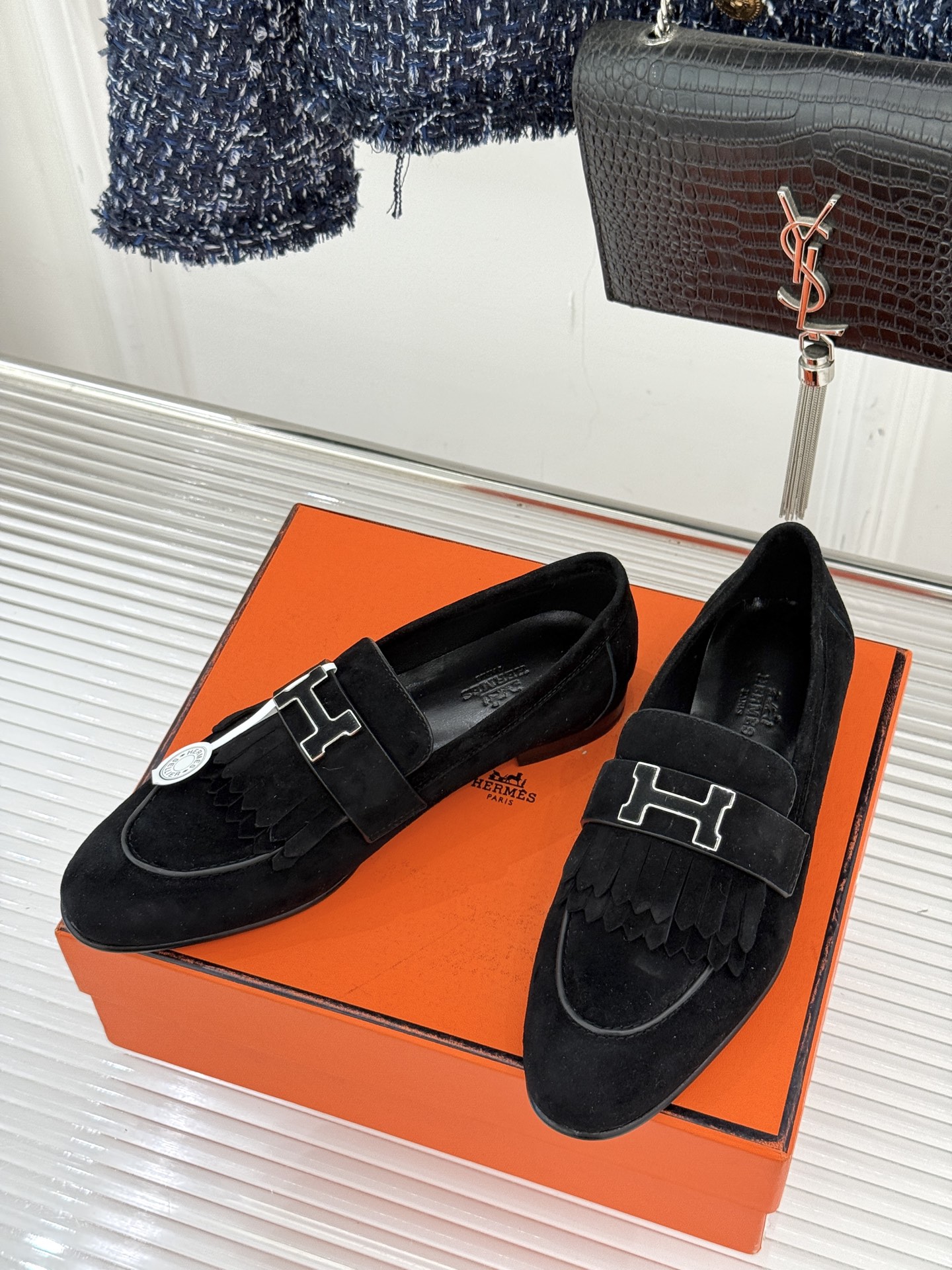 （配原版飞机盒）Hermès/爱马仕经典流苏Kelly扣乐福鞋 超级百搭款 鞋型很秀气 修脚型耐看又精致