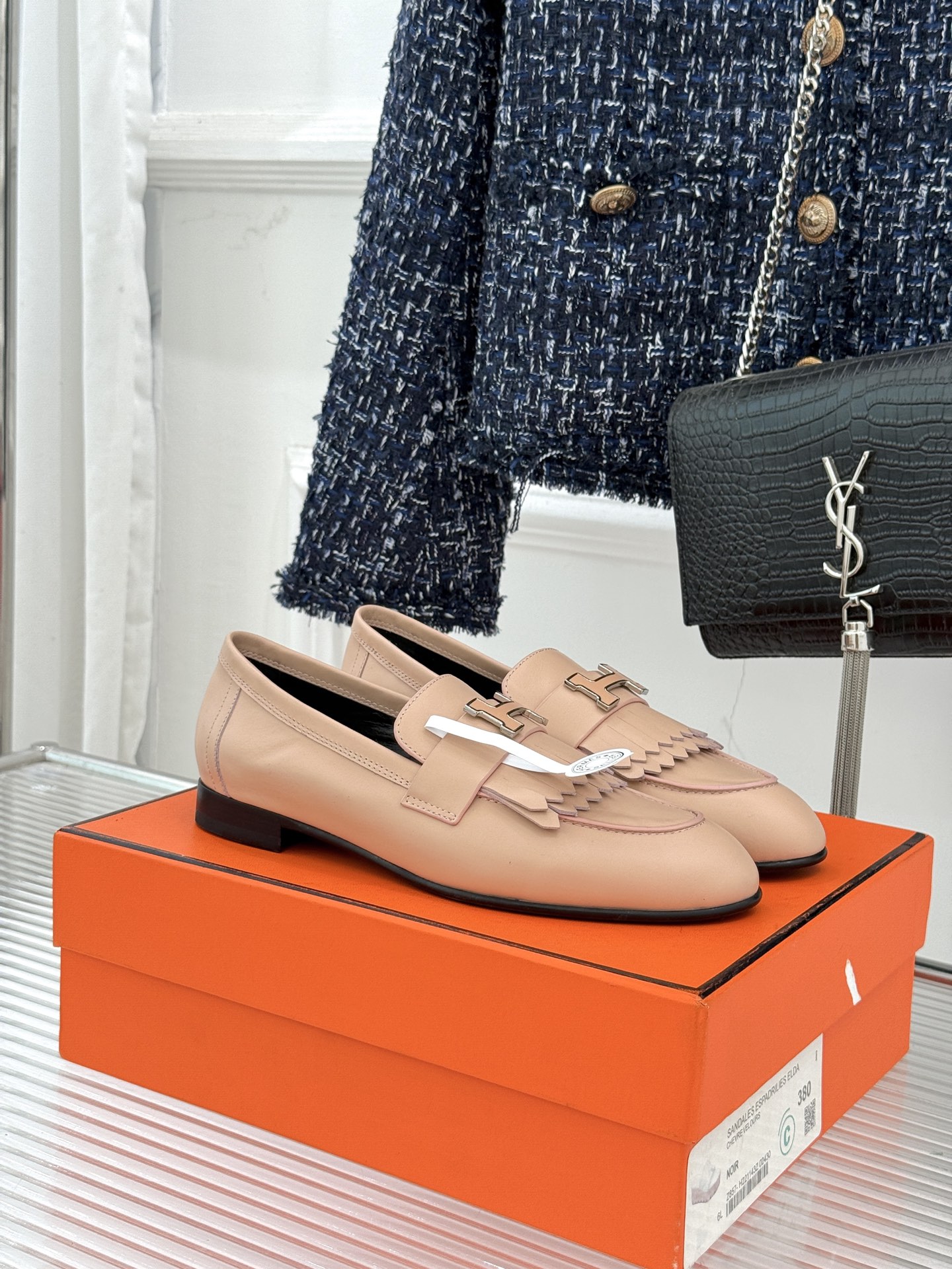 （配原版飞机盒）Hermès/爱马仕经典流苏Kelly扣乐福鞋 超级百搭款 鞋型很秀气 修脚型耐看又精致