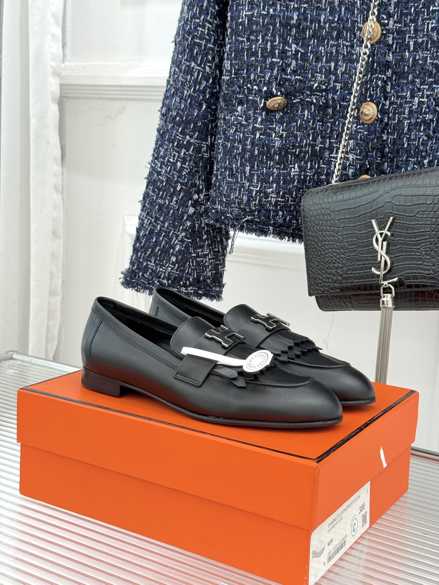 （配原版飞机盒）Hermès/爱马仕经典流苏Kelly扣乐福鞋 超级百搭款 鞋型很秀气 修脚型耐看又精致