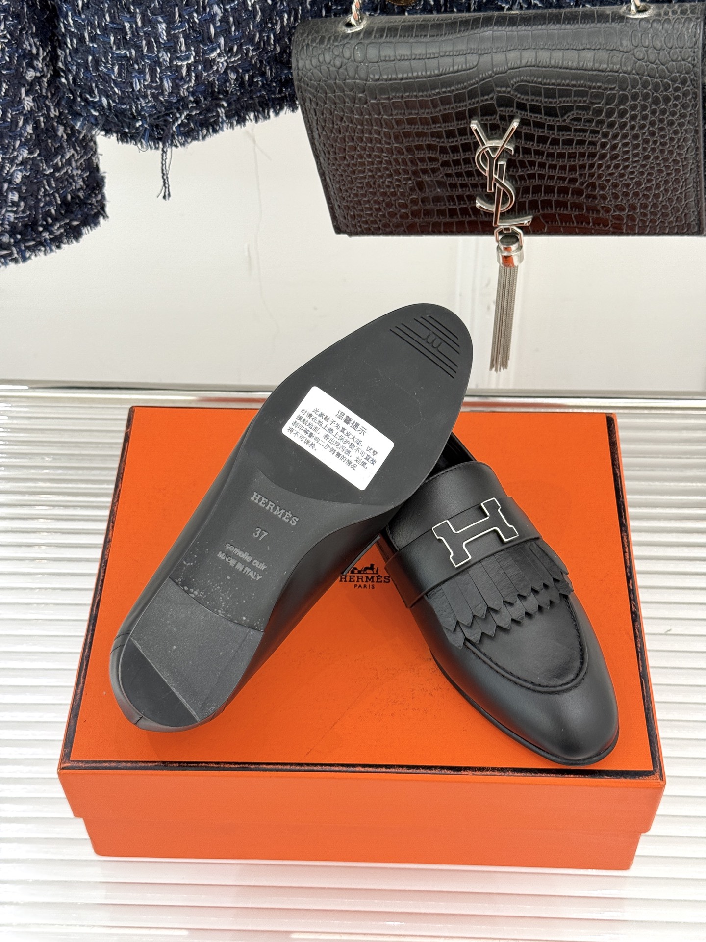 （配原版飞机盒）Hermès/爱马仕经典流苏Kelly扣乐福鞋 超级百搭款 鞋型很秀气 修脚型耐看又精致