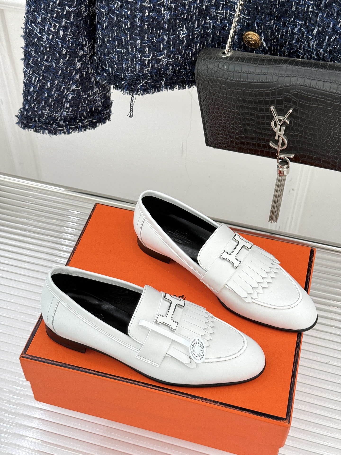 （配原版飞机盒）Hermès/爱马仕经典流苏Kelly扣乐福鞋 超级百搭款 鞋型很秀气 修脚型耐看又精致