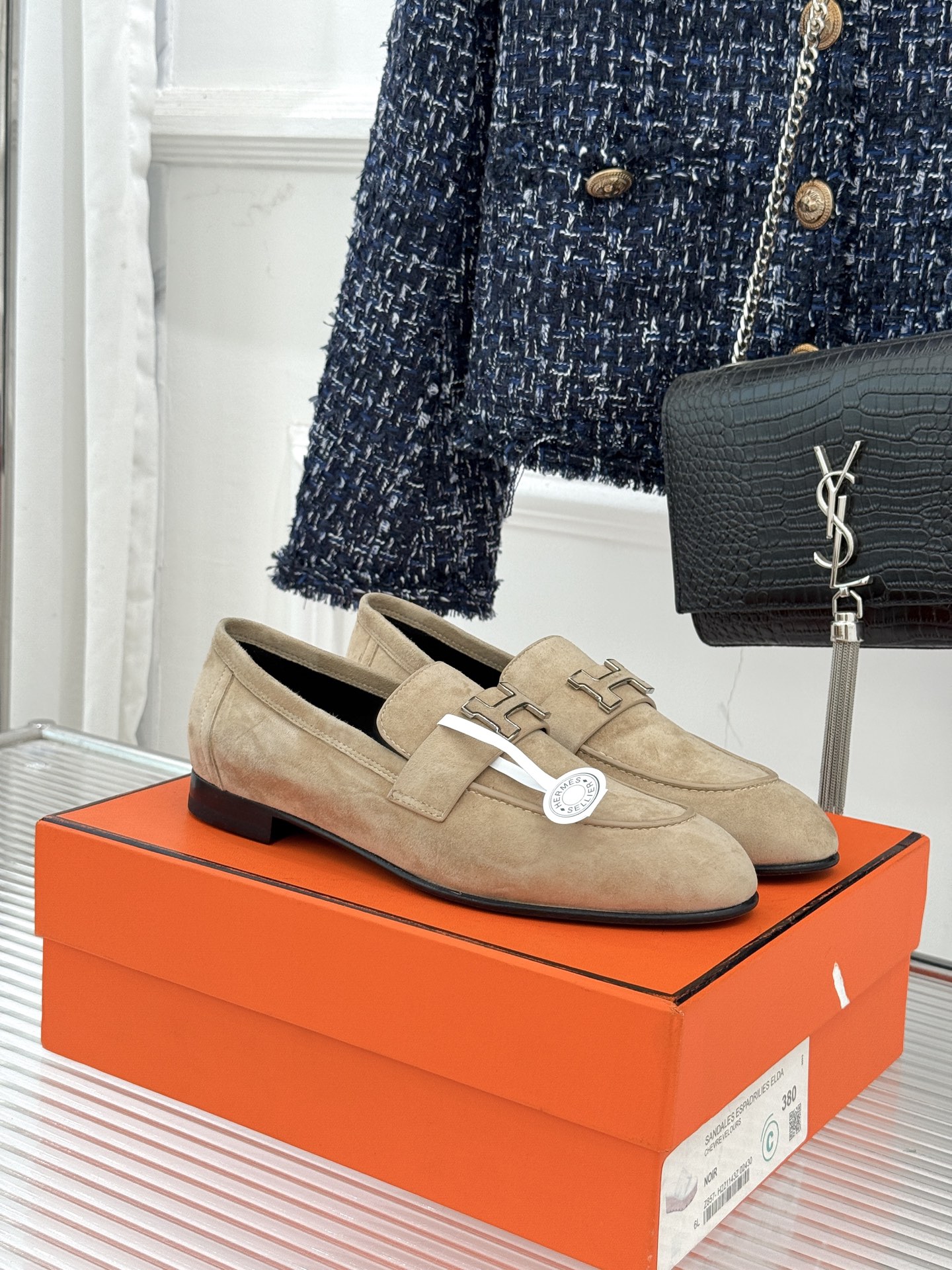 （配原版飞机盒）Hermès/爱马仕经典H扣乐福鞋 超级百搭款 鞋型很秀气 修脚型耐看又精致 气质女人的