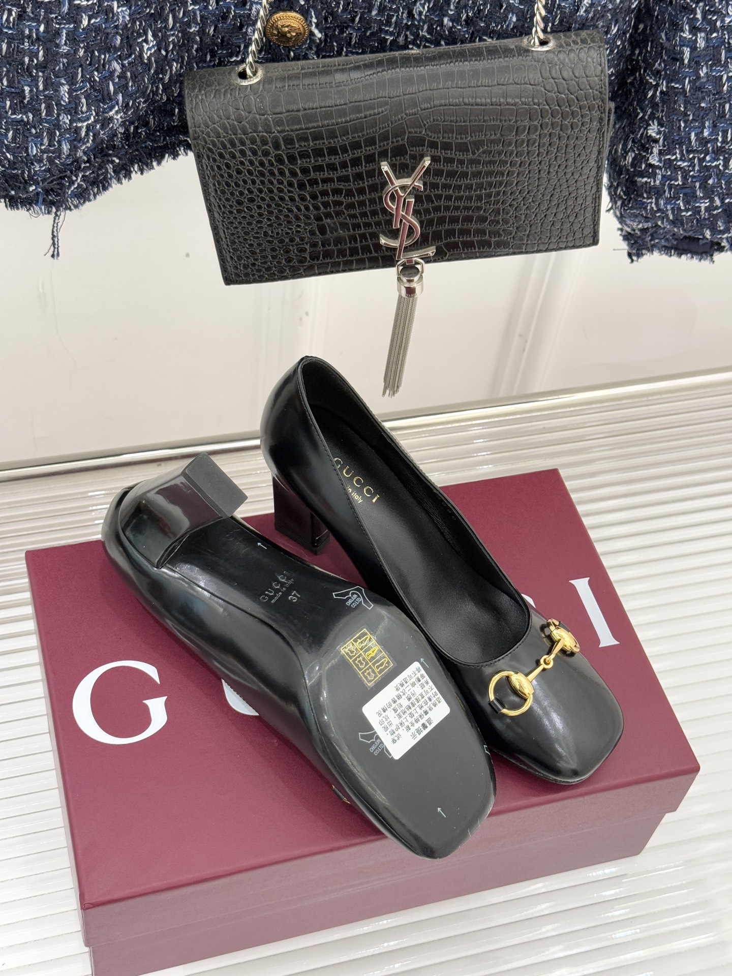 Gucci/古驰经典马衔扣粗跟高跟鞋单鞋溯源品牌百年马术本源以标志性马衔扣焕新诠释经典金属饰件凝萃低调奢