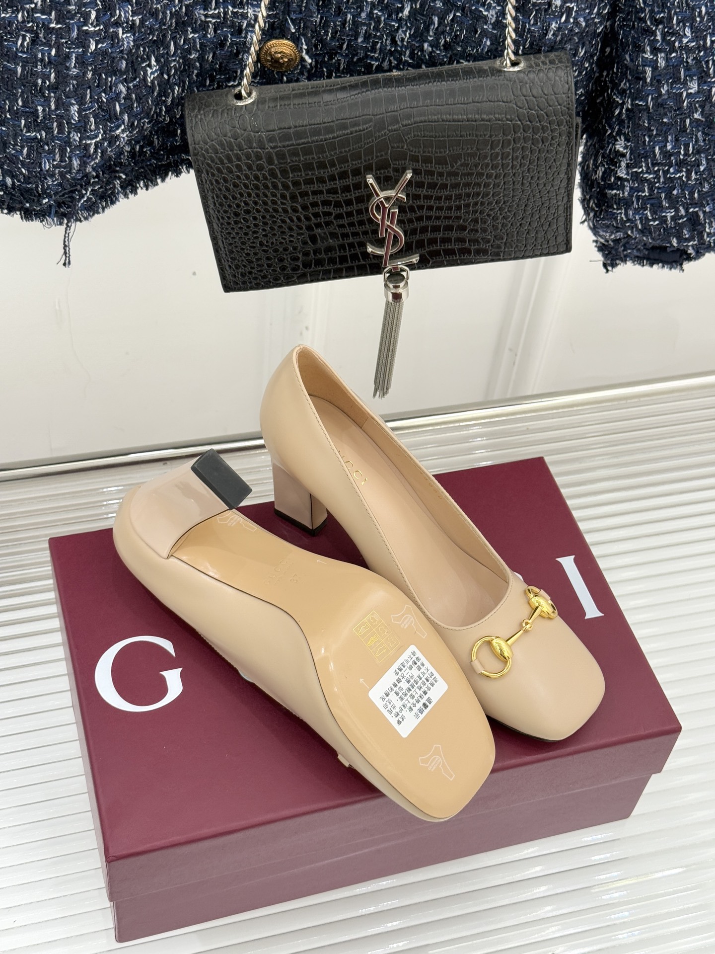 Gucci/古驰经典马衔扣粗跟高跟鞋单鞋溯源品牌百年马术本源以标志性马衔扣焕新诠释经典金属饰件凝萃低调奢