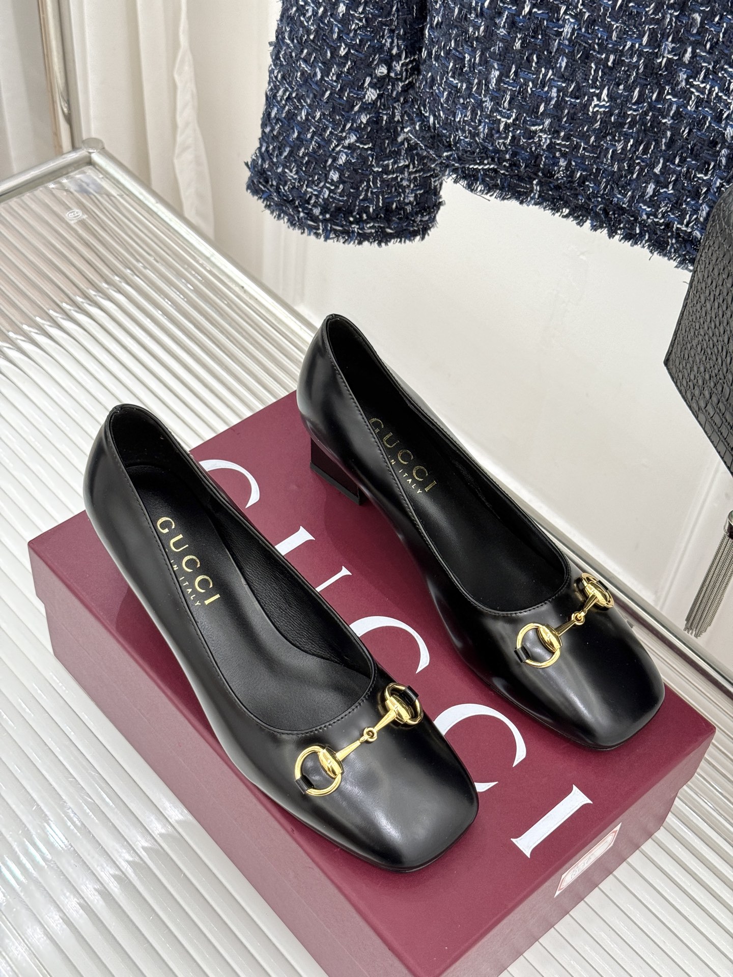 Gucci/古驰经典马衔扣粗跟高跟鞋单鞋溯源品牌百年马术本源以标志性马衔扣焕新诠释经典金属饰件凝萃低调奢