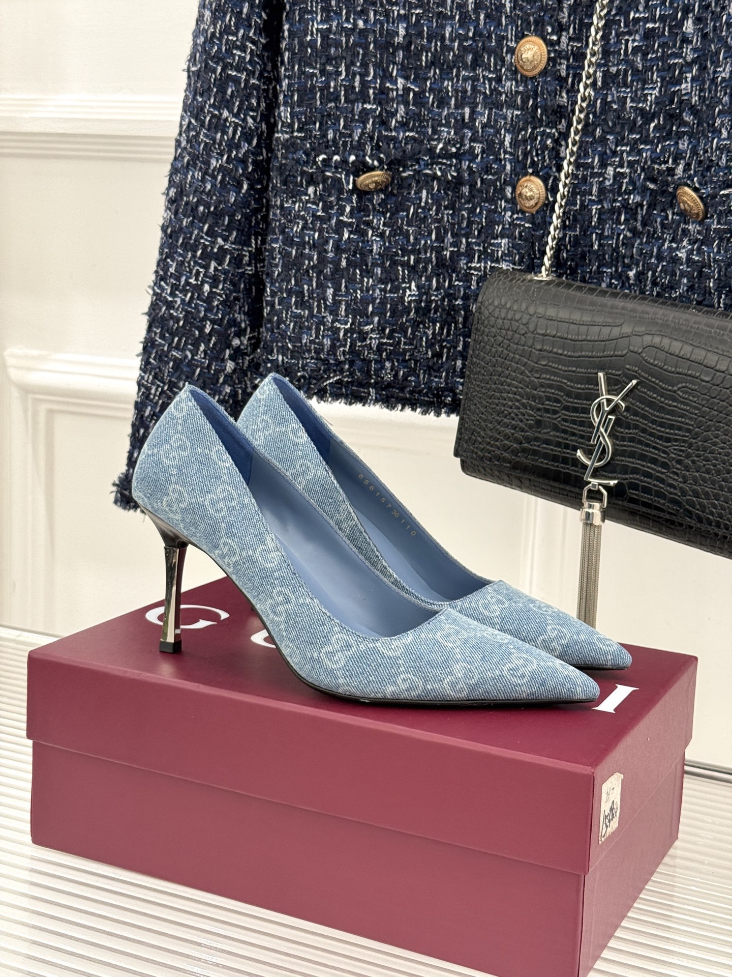 Gucci/古驰 26WF新品极简老花尖头高跟鞋Gucci 2026春夏极简新作以克制美学焕新经典GG老