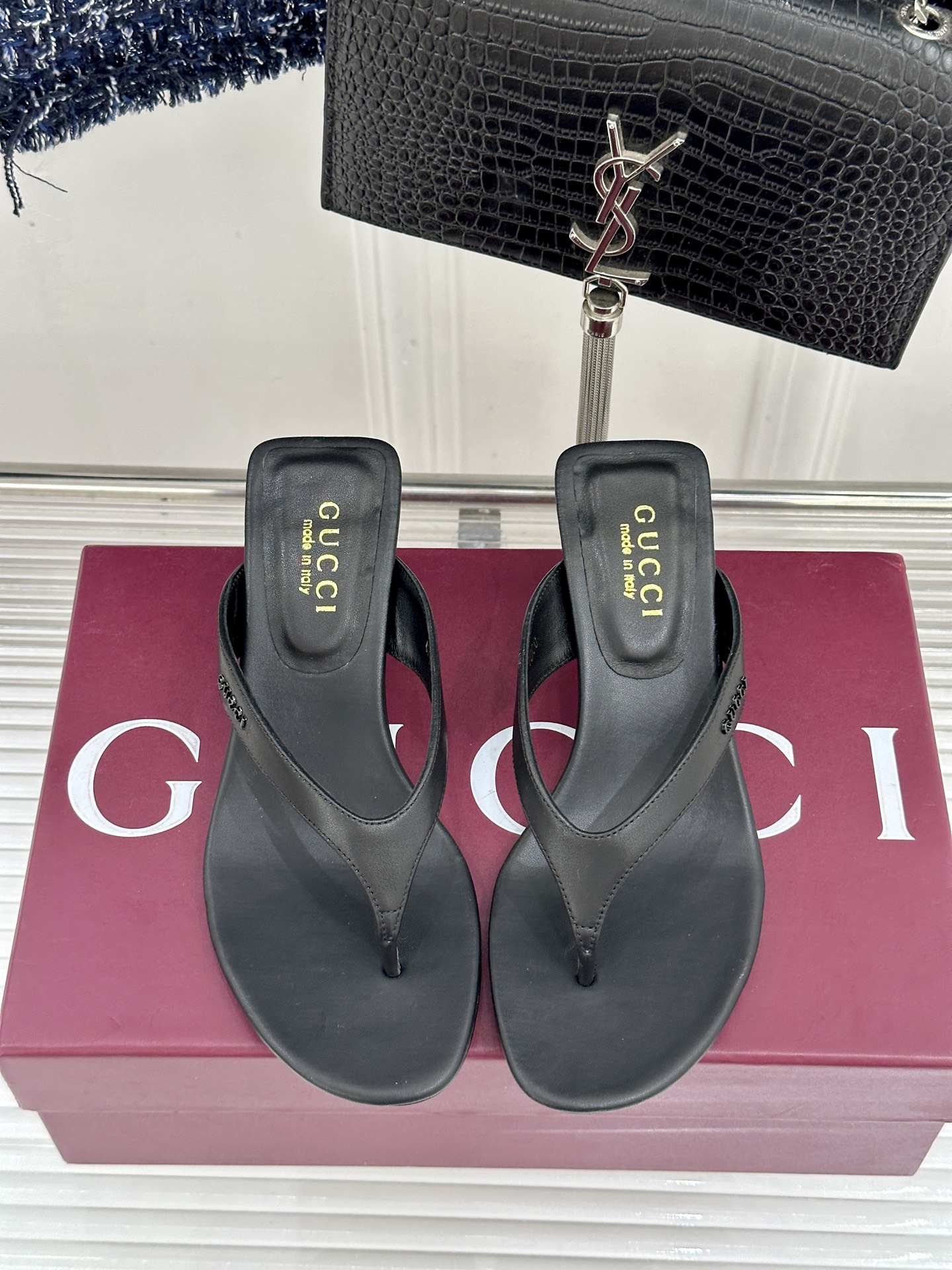 Gucci/古驰26WF新品老花夹脚高跟人字拖鞋夏天最值得入手的单品❗️自带高级气场的凉鞋搭配裙装裤装率