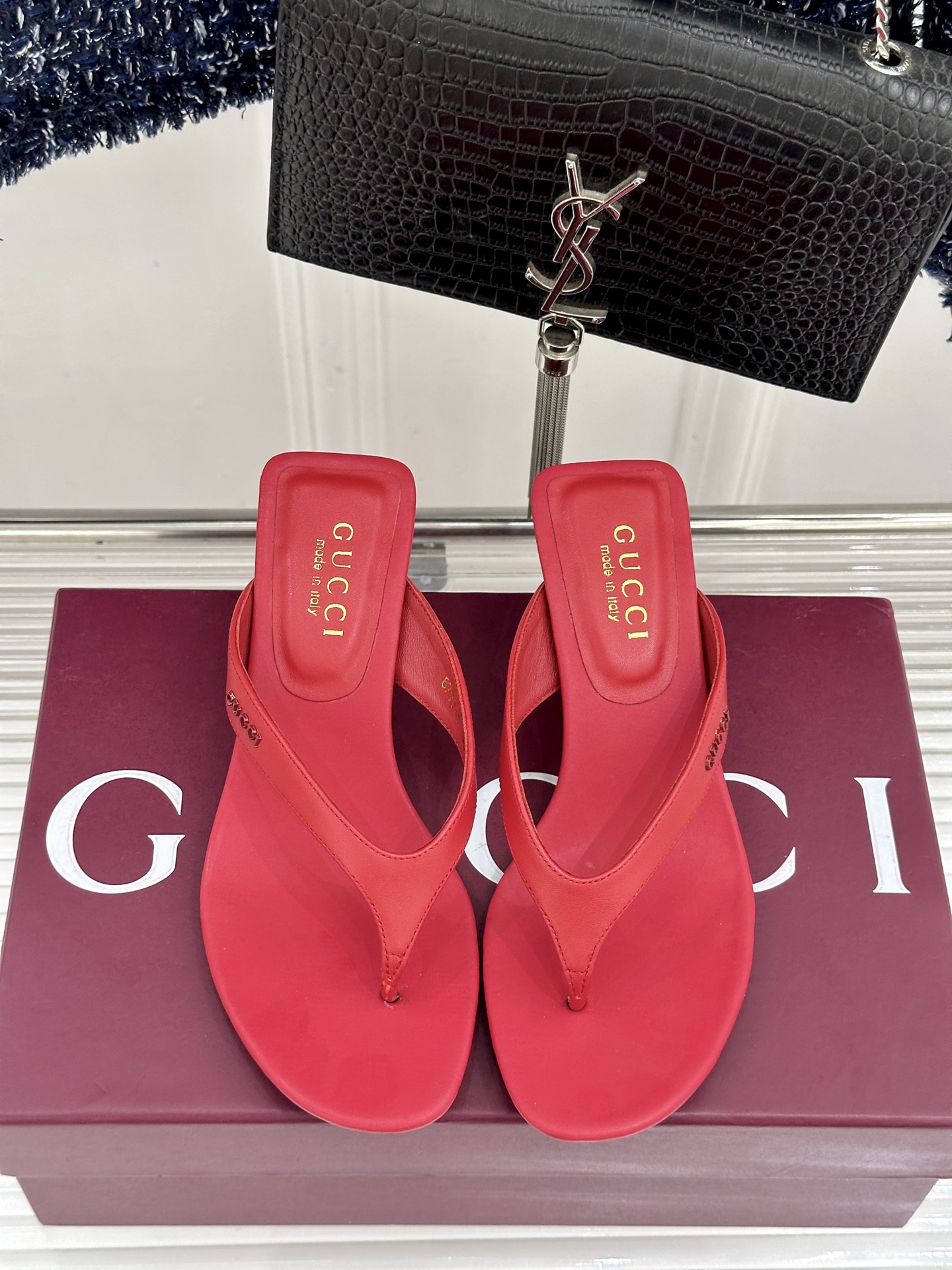 Gucci/古驰26WF新品老花夹脚高跟人字拖鞋夏天最值得入手的单品❗️自带高级气场的凉鞋搭配裙装裤装率