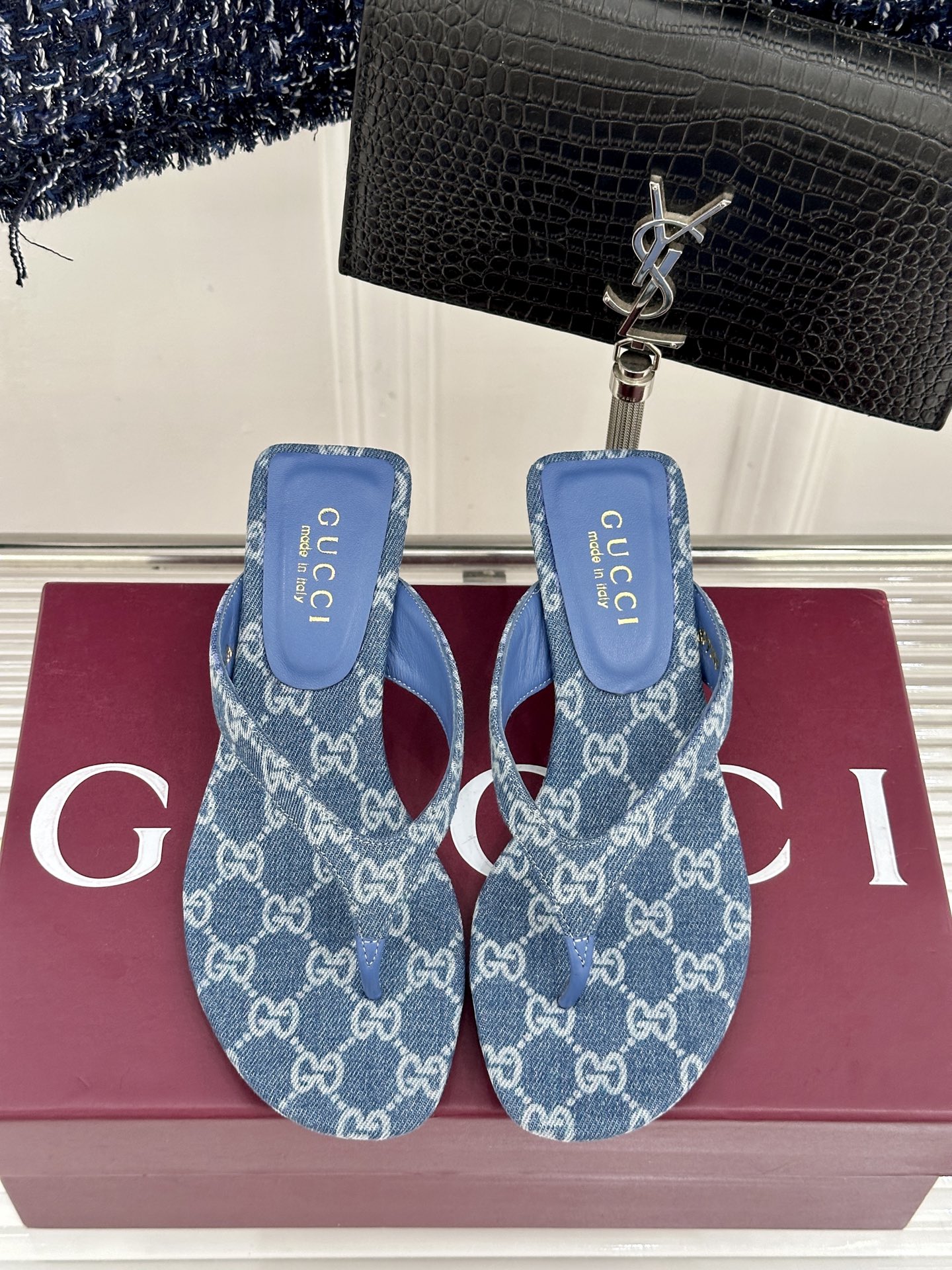 Gucci/古驰26WF新品老花夹脚高跟人字拖鞋夏天最值得入手的单品❗️自带高级气场的凉鞋搭配裙装裤装率