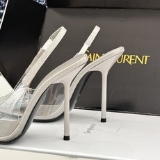 (原版飞机+10)Saint Laurent /圣罗兰YSL26WF新品胶片褶皱尖头后空高跟凉鞋冷艳御姐 (原版飞机+10)Saint Laurent /圣罗兰YSL26WF新品胶片褶皱尖头后空高跟凉鞋冷艳御姐