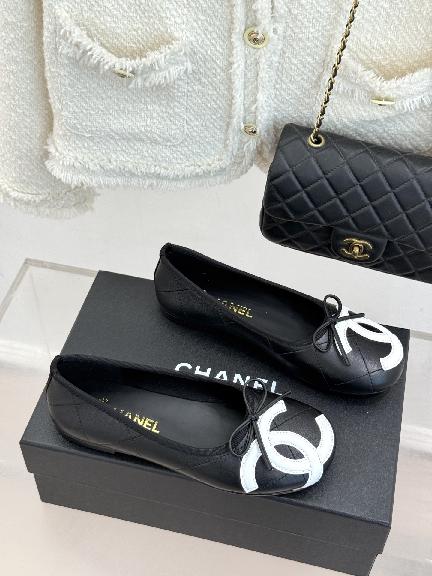 CHANE*｜小香经典大双C菱格蝴蝶结芭蕾舞鞋大双C蝴蝶结太戳心菱格纹藏着老匠手作温真皮大底软到心坎里圆