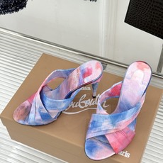 ChristinLouboutin/CL26WF新品彩色真丝交叉带高跟拖鞋彩色真丝泛着珍珠光泽交叉带缠绕 ChristinLouboutin/CL26WF新品彩色真丝交叉带高跟拖鞋彩色真丝泛着珍珠光泽交叉带缠绕