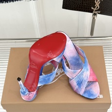 ChristinLouboutin/CL26WF新品彩色真丝交叉带高跟拖鞋彩色真丝泛着珍珠光泽交叉带缠绕 ChristinLouboutin/CL26WF新品彩色真丝交叉带高跟拖鞋彩色真丝泛着珍珠光泽交叉带缠绕