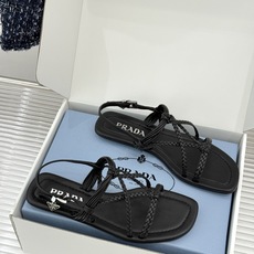 (原版飞机盒+10)Prada/普拉达26WF新品复古编织平底凉鞋手工编织重绎复古美学进口拉菲草织就肌理 (原版飞机盒+10)Prada/普拉达26WF新品复古编织平底凉鞋手工编织重绎复古美学进口拉菲草织就肌理