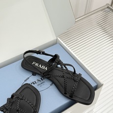 (原版飞机盒+10)Prada/普拉达26WF新品复古编织平底凉鞋手工编织重绎复古美学进口拉菲草织就肌理 (原版飞机盒+10)Prada/普拉达26WF新品复古编织平底凉鞋手工编织重绎复古美学进口拉菲草织就肌理