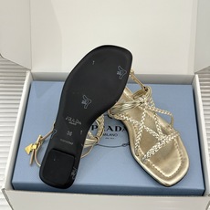 (原版飞机盒+10)Prada/普拉达26WF新品复古编织平底凉鞋手工编织重绎复古美学进口拉菲草织就肌理 (原版飞机盒+10)Prada/普拉达26WF新品复古编织平底凉鞋手工编织重绎复古美学进口拉菲草织就肌理