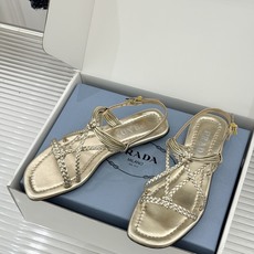 (原版飞机盒+10)Prada/普拉达26WF新品复古编织平底凉鞋手工编织重绎复古美学进口拉菲草织就肌理 (原版飞机盒+10)Prada/普拉达26WF新品复古编织平底凉鞋手工编织重绎复古美学进口拉菲草织就肌理