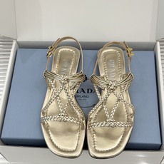 (原版飞机盒+10)Prada/普拉达26WF新品复古编织平底凉鞋手工编织重绎复古美学进口拉菲草织就肌理 (原版飞机盒+10)Prada/普拉达26WF新品复古编织平底凉鞋手工编织重绎复古美学进口拉菲草织就肌理