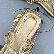 (原版飞机盒+10)Prada/普拉达26WF新品复古编织平底凉鞋手工编织重绎复古美学进口拉菲草织就肌理 (原版飞机盒+10)Prada/普拉达26WF新品复古编织平底凉鞋手工编织重绎复古美学进口拉菲草织就肌理